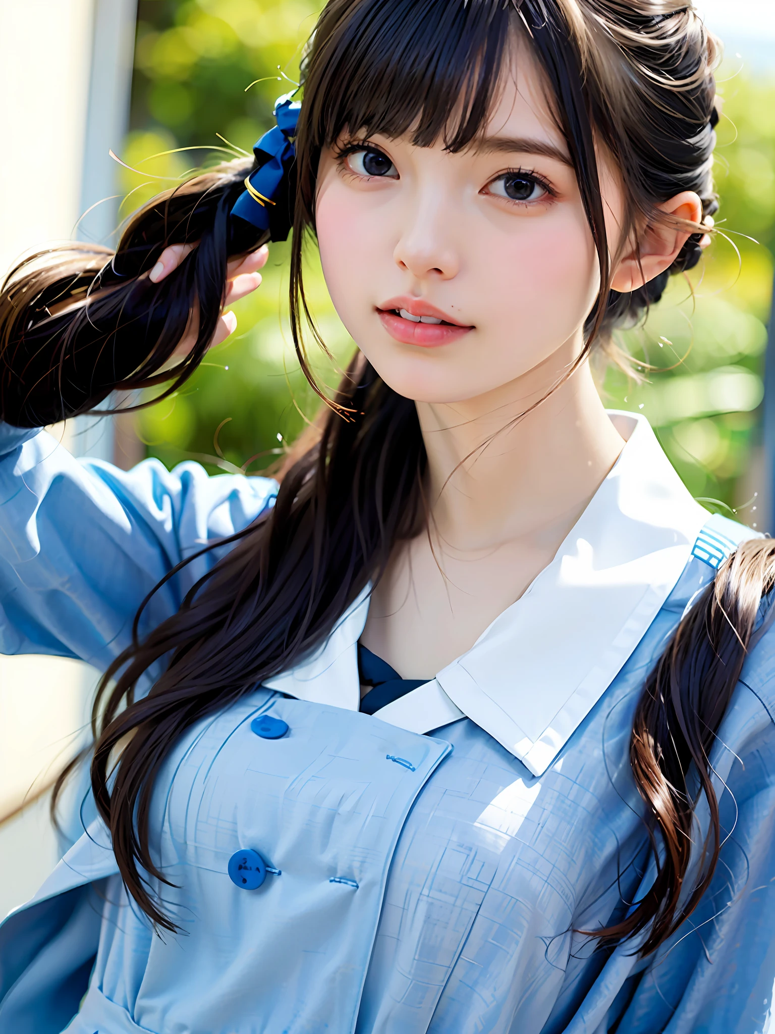 1girl, solo,(best quality),(masterpiece:1.1), full body, looking_at_viewer, dynamic angle, school uniform, cute, clear facial skin,
