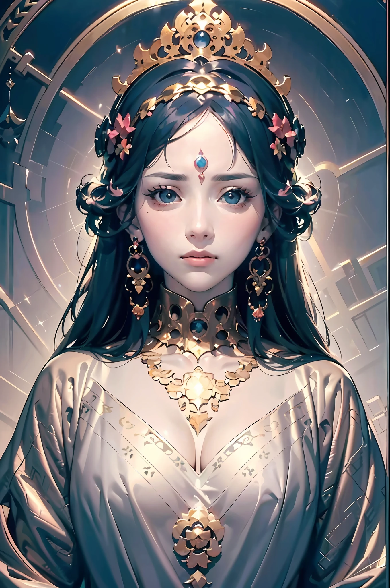 face portrait of a European female , long curly hair, blond, floral frame, Decorative panels, abstract
artistic, by Alphonse Mucha
(Masterpiece, Best Quality, Highres:1.4), Detailed, Intricate Details, 4K, color splashes, line art, fibonacci,