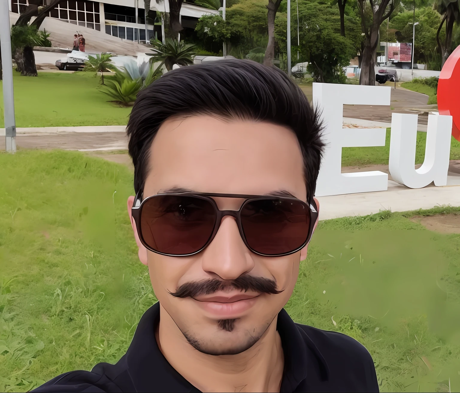 arafed man with sunglasses and a mustache standing in front of a sign, mateus 9 5, imagem frontal, edu souza, Directed by: Nandor Soldier, gui guimaraes, foto de perfil profissional, edin durmisevic, icaro carvalho, imagem do avatar, encho enchev, Henry Alvim Correa
