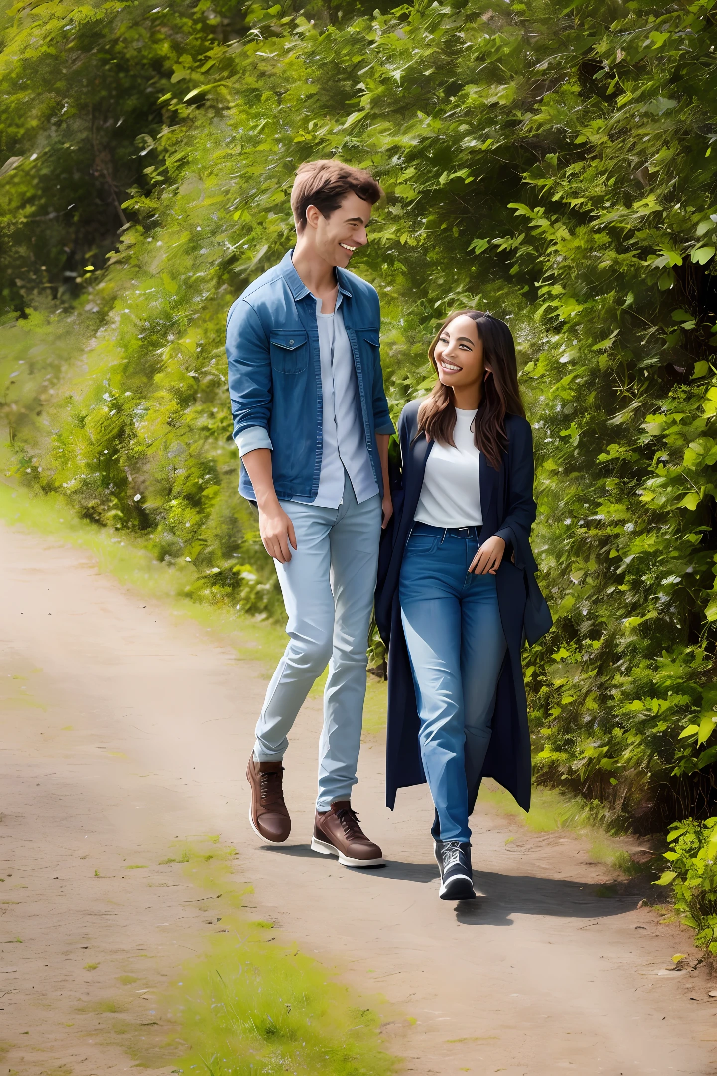 Imagem de uma pessoa tranquila e serena, smiling as you walk in nature]