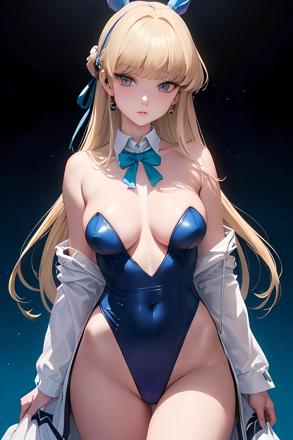 (((a masterpiece of、beste-Qualit、beste-Qualit、Official art、Beautifully Aesthetic:1.2)))、(1girl in:1.tick out butthly detaile、Rabbit ears、highestdetailed、(highleg)、(((menina coelh)、(shinny skin)、(((big chest out)))、thin areola、Asuka horse