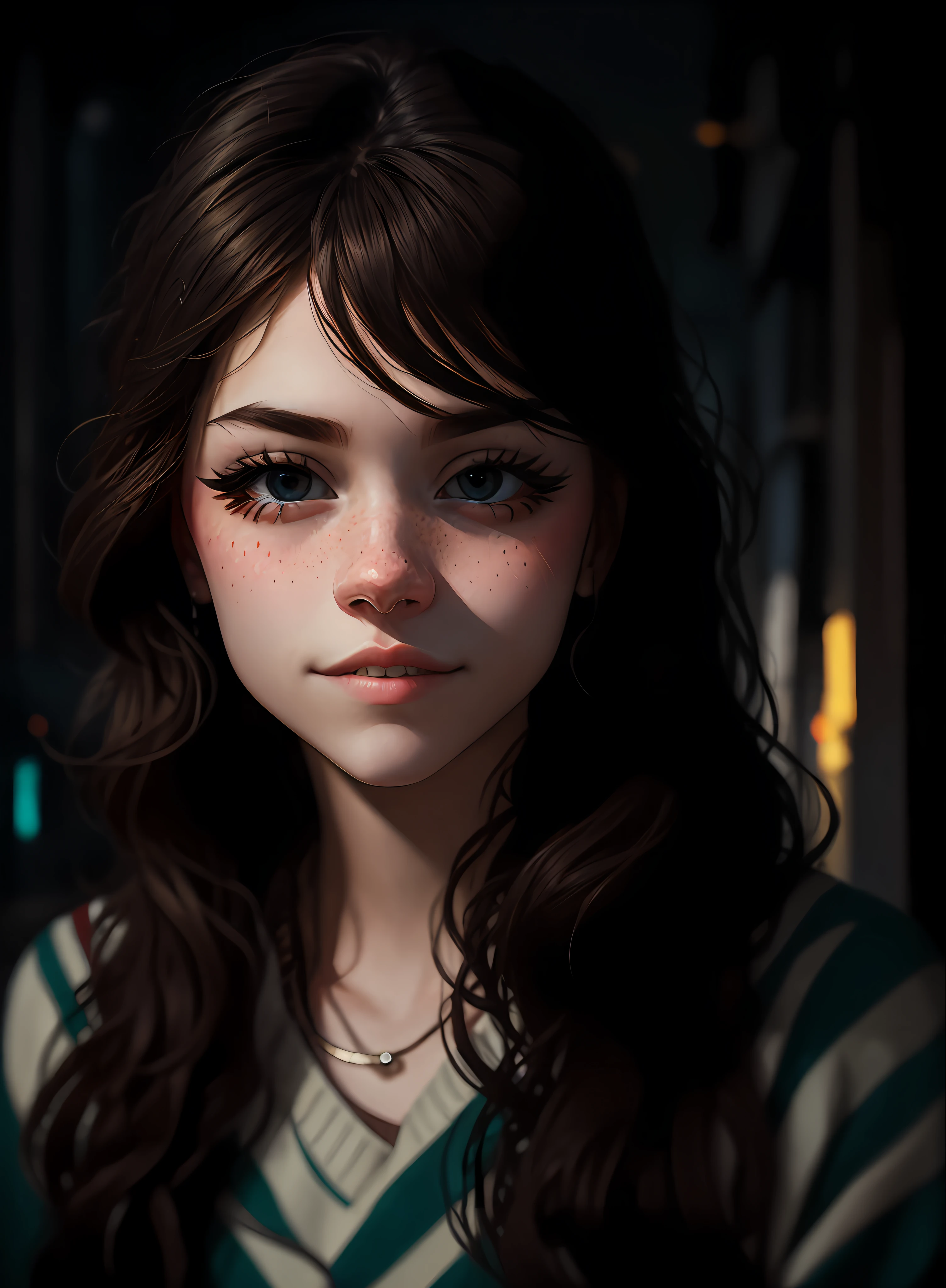 wearing (sweater), portrait, beautiful face, pretty eyes, outside, portrait, park, trees, teeth, eyes open, ward winning photo, best quality, upper body, Hannahowo, windblown black hair, by lee jeffries nikon d850 film stock photograph 4 kodak 400 camera f1.6 lens rich colors hyper realistic lifelike texture natural lighting unreal engine trending on artstation cinestill 800, (100mm lens)