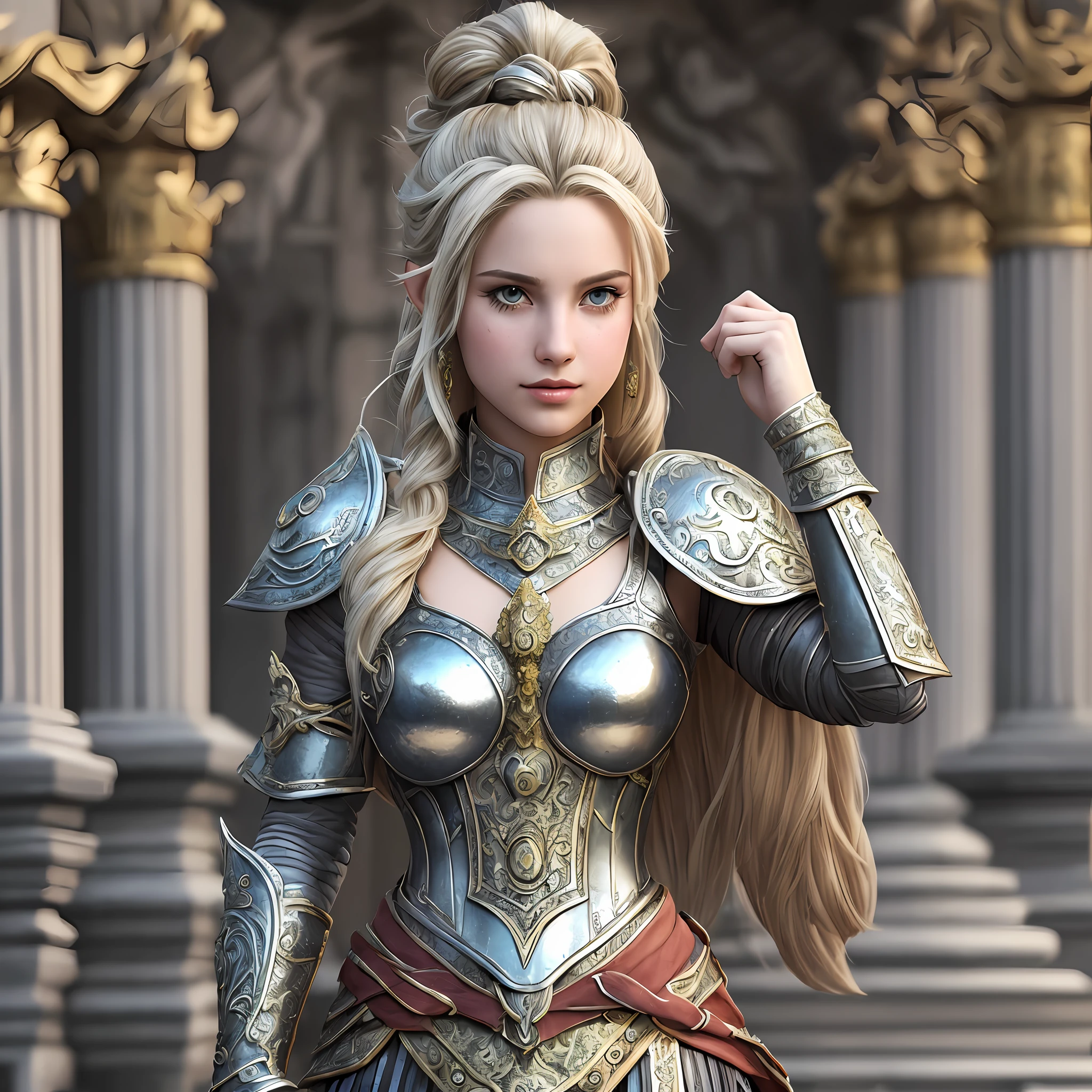 (8K, Best quality: 1.2), (巨作: 1.37), (Photo, Photorealistic: 1.37), (Ultra-high resolution), Full body, walking pose, front footage, Slow motion, female paladin wearing full body, (Light silver armor: 1.2),(Richly decorated armor), (Incredibly detailed, full bloom: 1.5), (High quality, Alessandro Casagrande, greg rutkovsky, Sally Mann, concept-art, 4K), 1.2), (High sharpness), (Detailed students: 1.1), Detailed face and eyes,  巨作, Best quality, (Highly detailed photo: 1.1), (Long blonde hair, ponytailhair, extatic: 1.1), (Young: 1.1), Sharp, (Perfect body:1.1), Realistic, royal shadow, 3D, (Temple background:1.2), (author：Michelangelo), photography：Canan EOS R6, 135mm, 1/1250s, f/2.8, ISO 400, (with a beautiful silver sword in hand) elf. --auto --s2