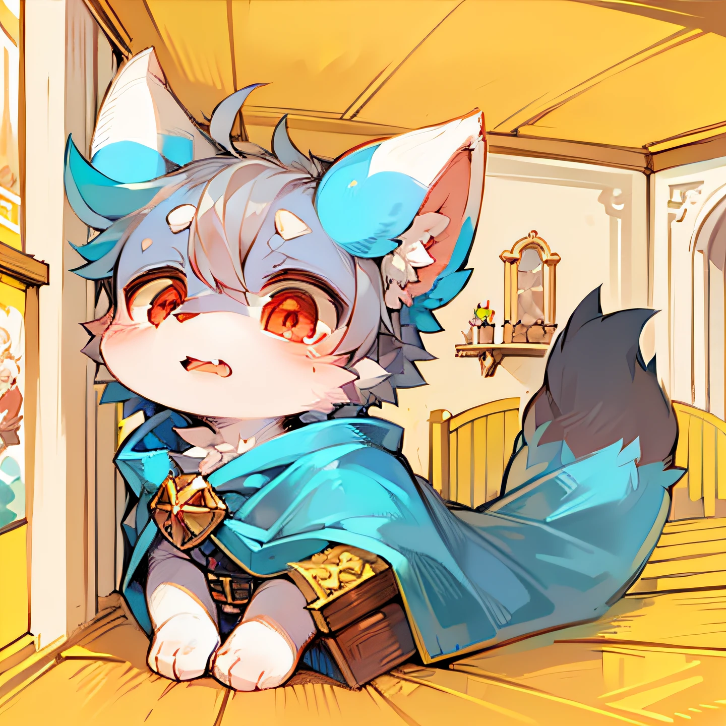 (dark environment:0.8),masterpiece, high quality, absurd res, digital painting \(artwork\), by dagasi, yupa,kiyosan,(anthro,fluffy fur,character focus:1.1),anthro male cat,short hair,portrait, bright eyes,panorama,character focus.(detailed background:0.7),solo,furry,furry male ,male focus,anthr,(Full body fur, fluffy tail, white fur,red eyes,gray hair:1.2),(long canines,vampire, cape:1.2),(interior,night, castle, coffin:1.1)