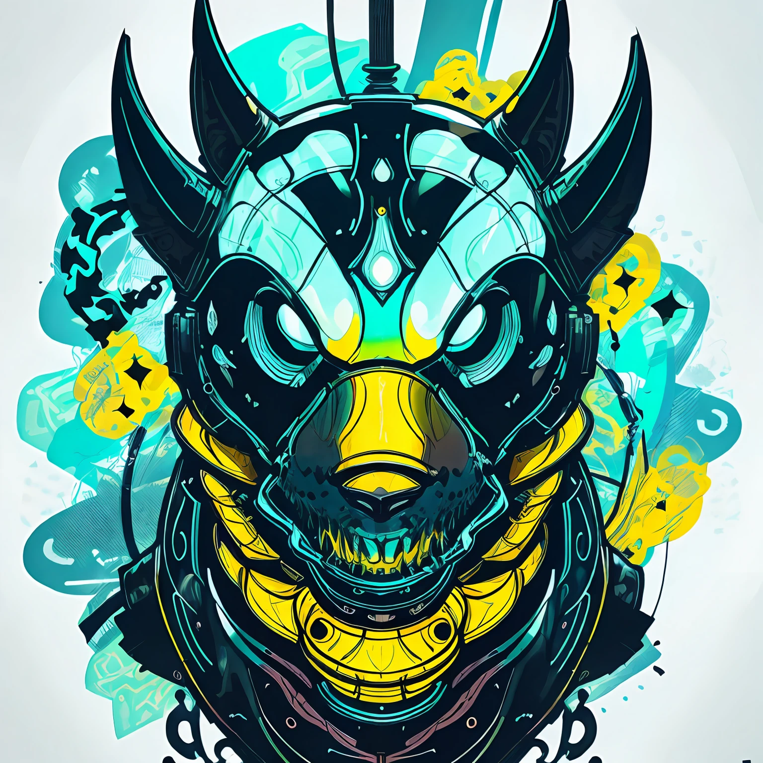 uma imagem para camiseta, utilizando animais, elementos futuristas, cyber, cores nitidas, Focus on lighting --auto