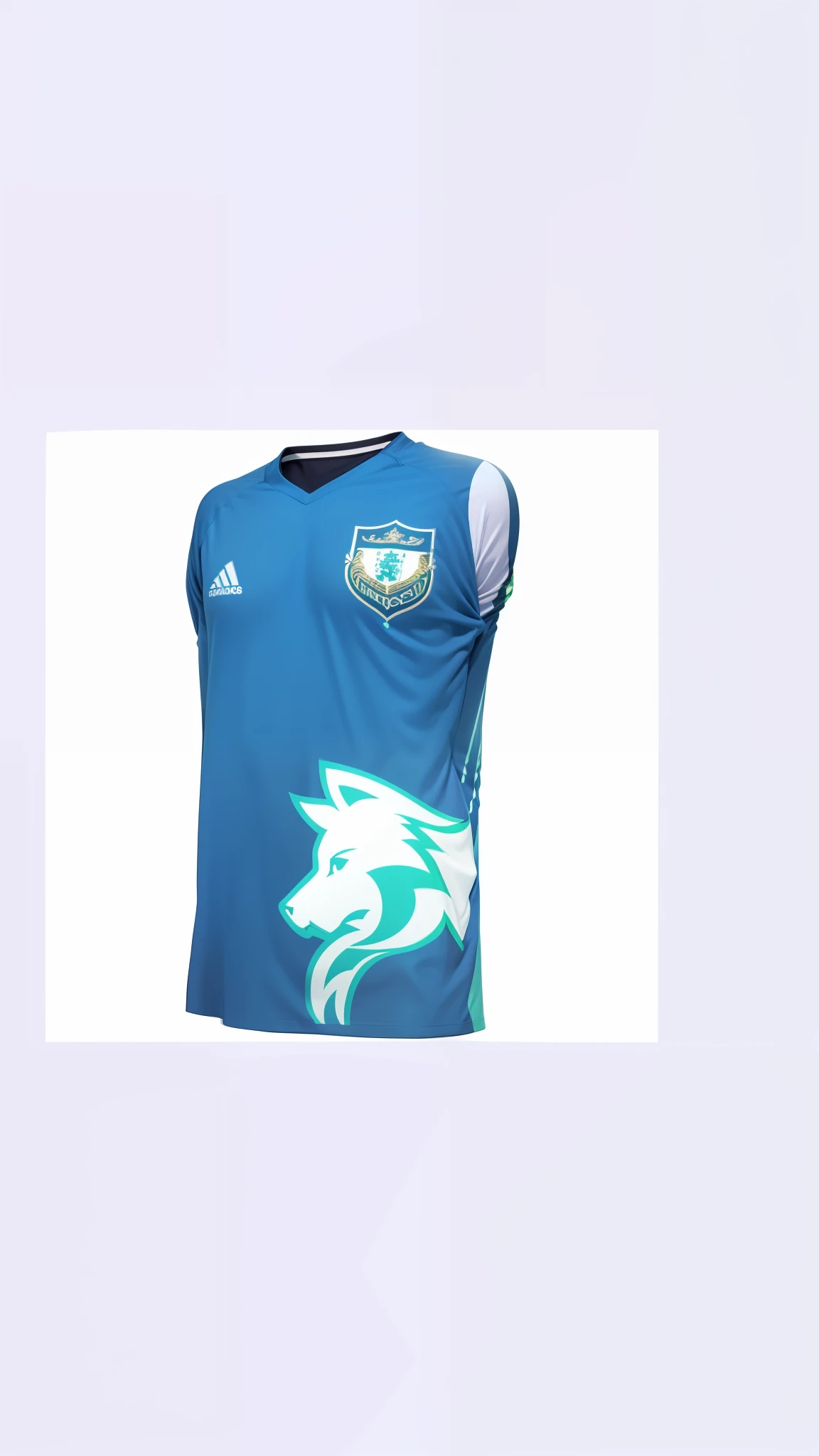 Crie uma camisa sem manga azul de time de futebol