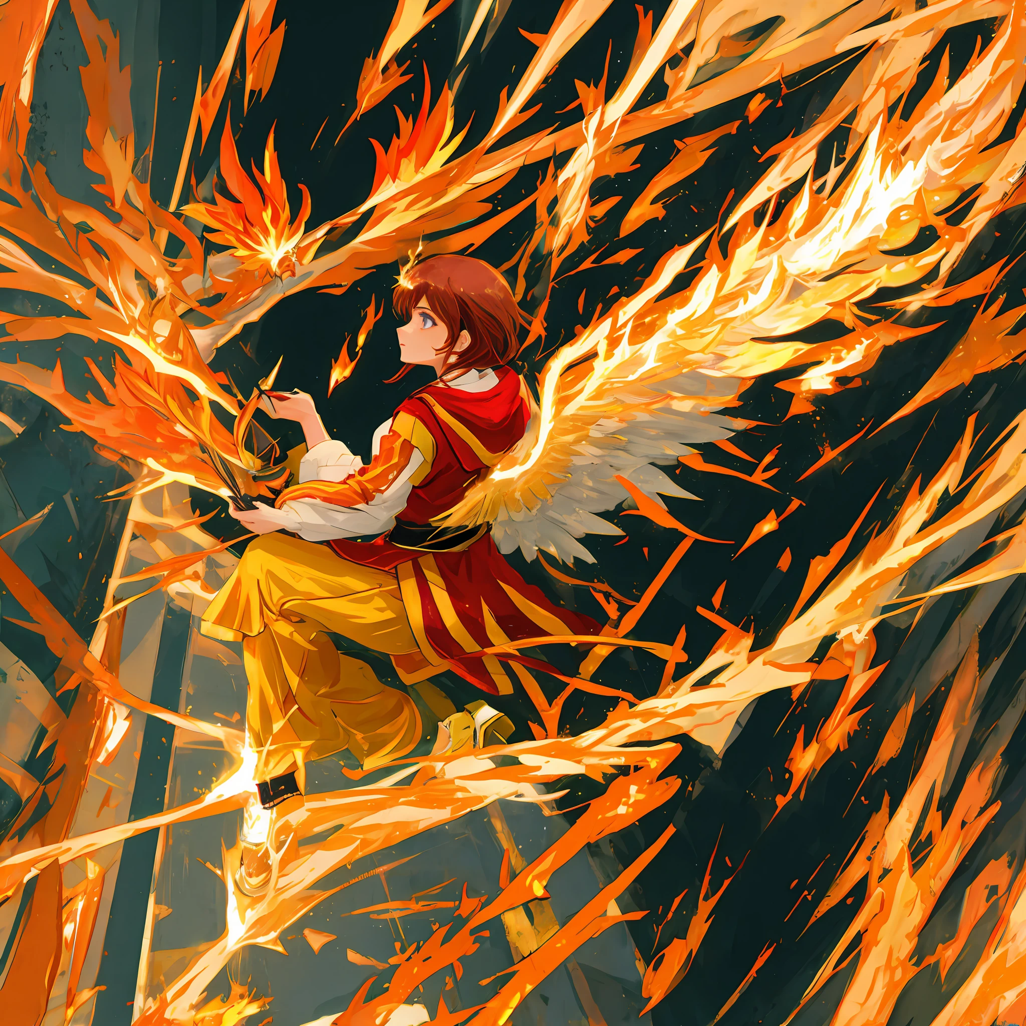 Phoenix catching golden fire