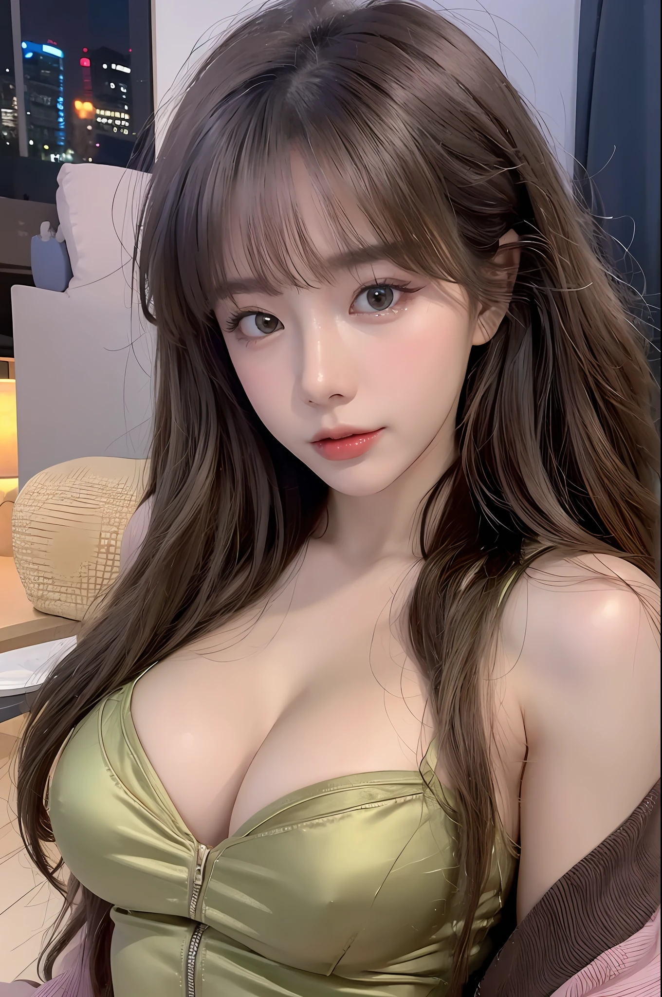 ((Realistic lighting, top quality, 8K, Masterpiece: 1.3)), Clear Focus: 1.2, 1 girl, Perfect Body Beauty: 1.4, Slim Abs: 1.1, ((Dark Brown Hair, Big: 1.3)), (Accelerate: 1.4), (Outdoor, Night: 1.1), Street, Ultra Slender Face, Fine Eyes, Double Eyelids, Exposed Cleavage, Incredibly Absurd, Messy Hair, Floating Hair,