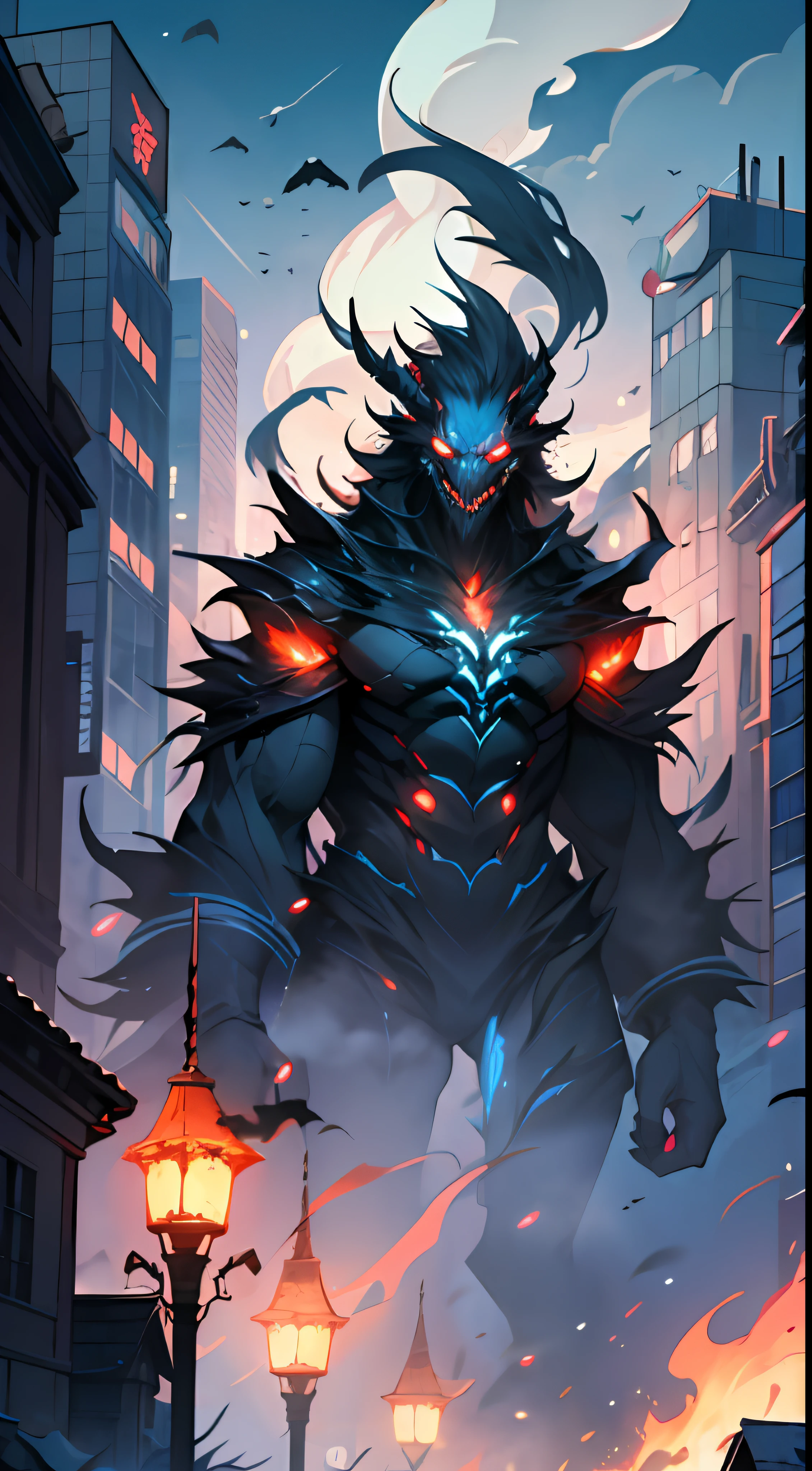 Hundreds of ghosts and monsters,rampage,They carry black smoke,Flock into the city towards the spring。, 32K, Best quality, 巨作, Super detail, High Details