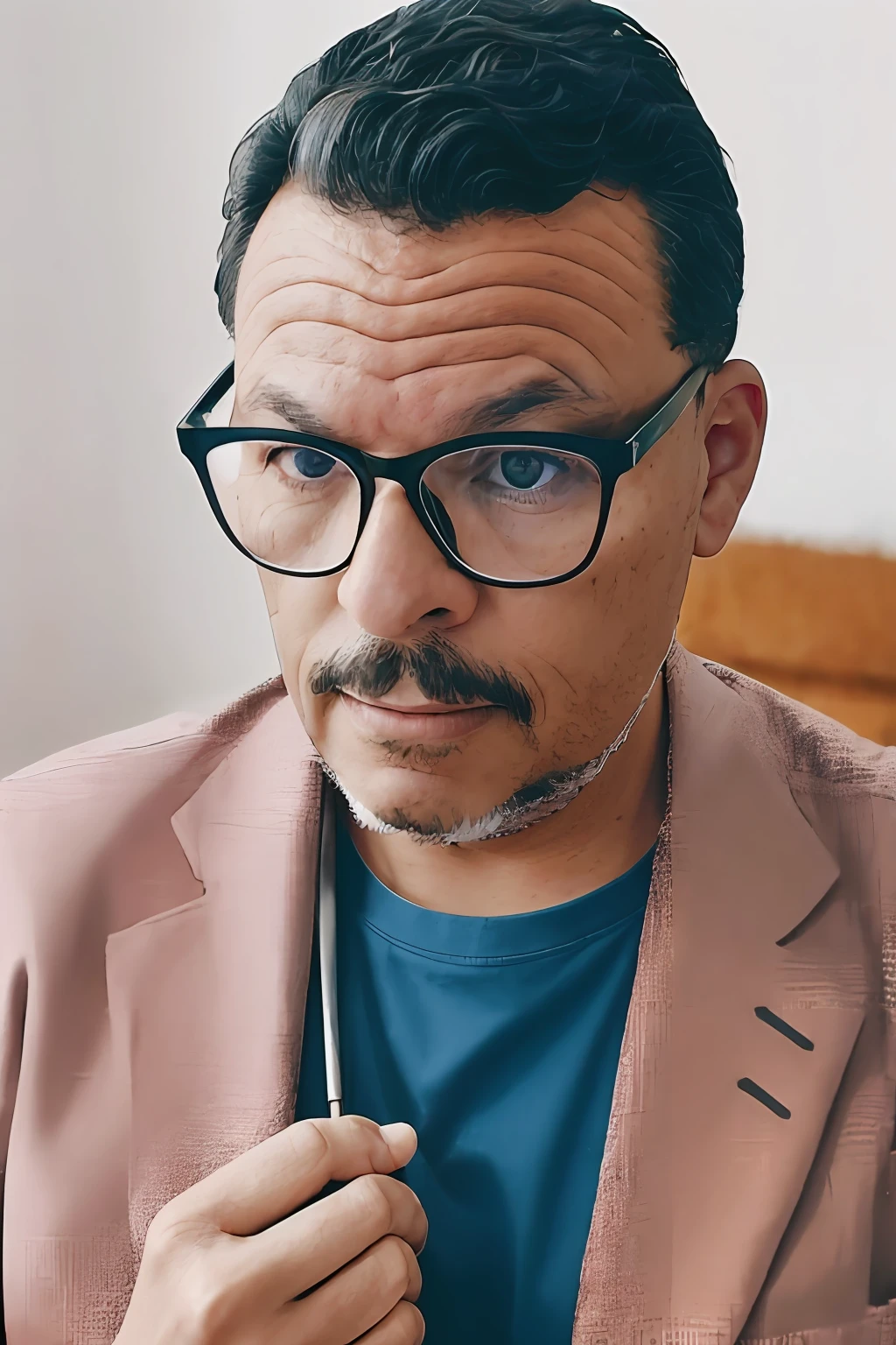 guttonerdreliberate1, foto sombria (Tiroteio em close-up extremo) of a man with glasses, (vestindo um blazer marrom e camisa verde-oliva), alto detalhe, foco nítido, realista, melhor qualidade, 8k, Concedido, lighting dramatic, epics, cinematographic, obra-prima, studio photography, Fujifilm XT3