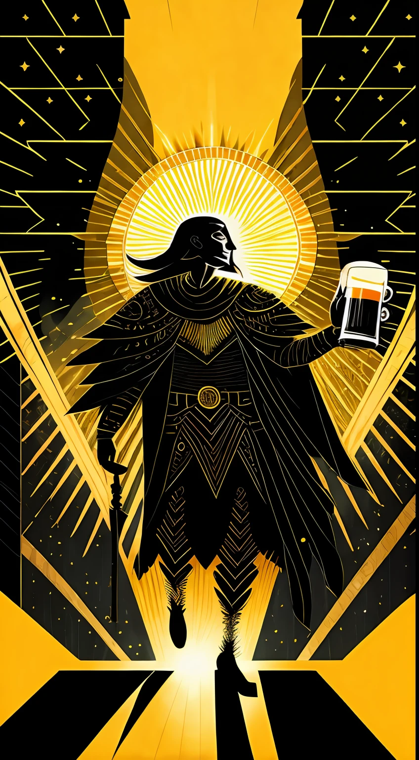 （a masterpiece of，4K，ultra detali，OriginalPhoto：1.2），illustratio，
（beer mug：1.4），（No characters），
（simplebackground，Bronzed and black background：1.4），
（symetry：1.2），
（art-deco：1.4），
（retro-futuristic：1.4），
（Maximalism：1.4），
（Cleanliness：1.4），
（Flat_color：1.4），
（sun beam：1），
CCDDA art style