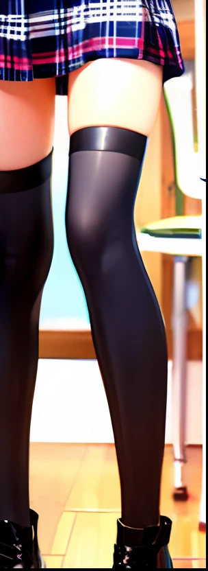 there is a woman in a skirt and knee high boots standing next to a chair, wearing skirt, thighhighs and skirt, extra short leather skirt, of a schoolgirl posing, wearing skirt and high socks, wearing white skirt, cute female student, amateur, Wearing a skirt, Cute girl, hot petite girl, mini-skirts, Petite girl, beautiful short skirt
