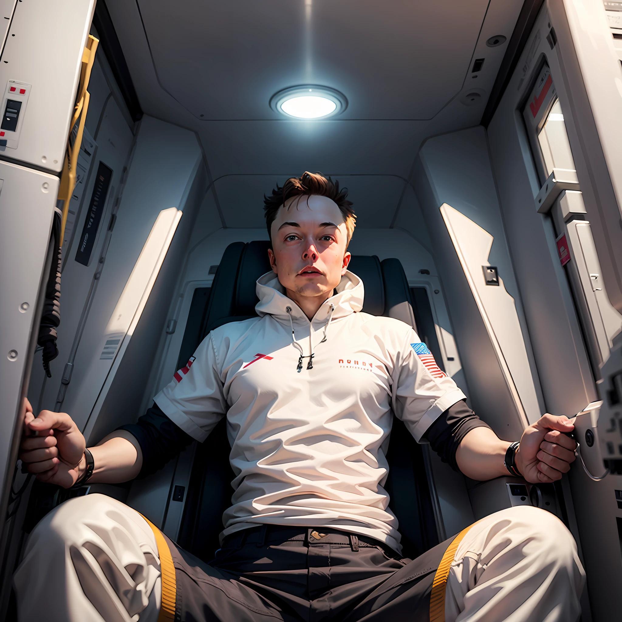 Image of Elon Musk inside a spaceship.