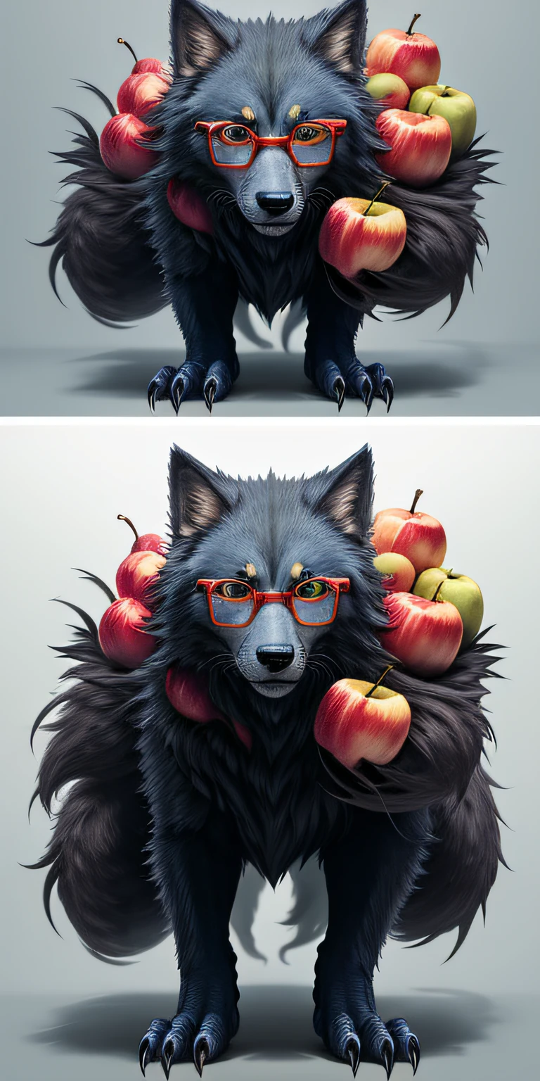 (hyper detailed illustration、beste-Qualit、masterpiece、Ray Tracing Z)、Macro Style、Fantastic、myterious、(Synthesis of apples and glasses and wolves)、Synthetic Monsters、chimera、The Monster、Fusion、Digital illustrations are thin、Synthetic monsters play an important role