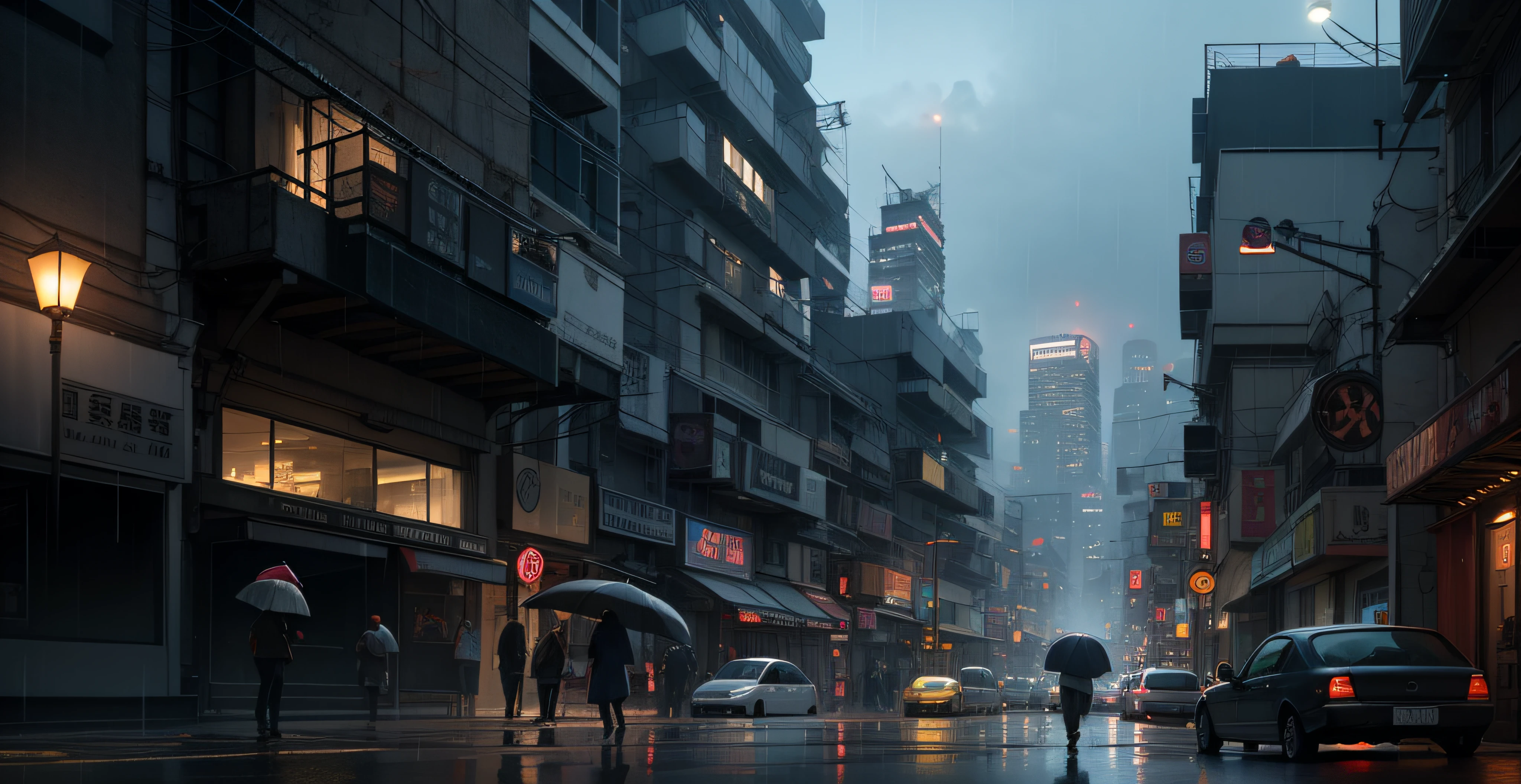 Urban design of Sidmead、Low-rise buildings、the chaos、Complex and high-definition、bladerunner、Ridley Scott's visual expression、Futuristic cities、nightscape、rainy days