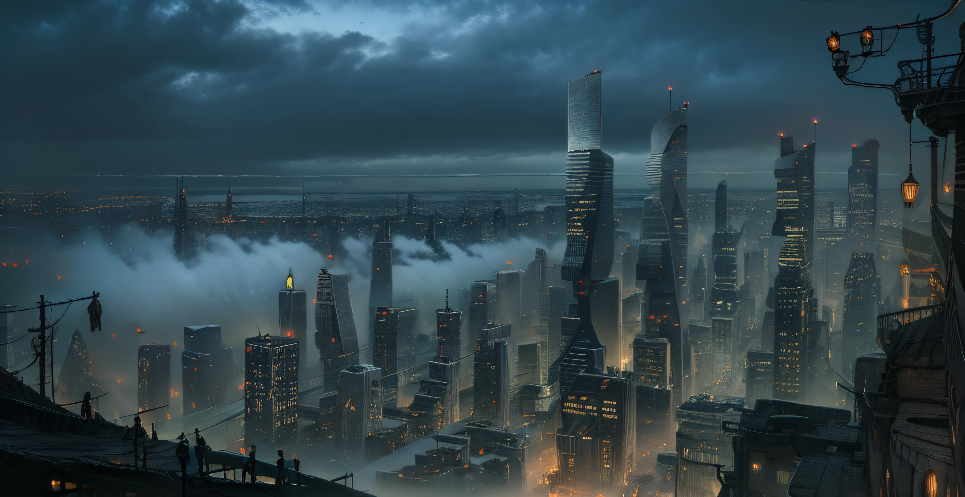 Urban design of Sidmead、Low-rise buildings、chaos、Complex and high-definition、bladerunner、Ridley Scott's visual expression、Futuristic cities、nightscape