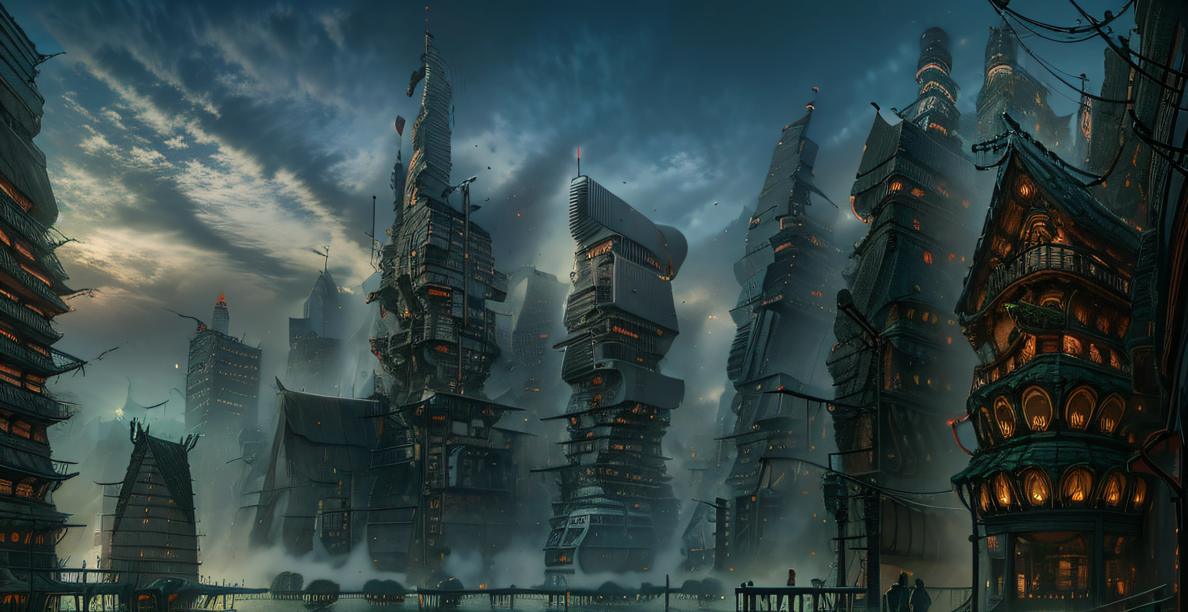 Urban design of Sidmead、Low-rise buildings、chaos、Complex and high-definition、bladerunner、Ridley Scott's visual expression、Futuristic cities、nightscape