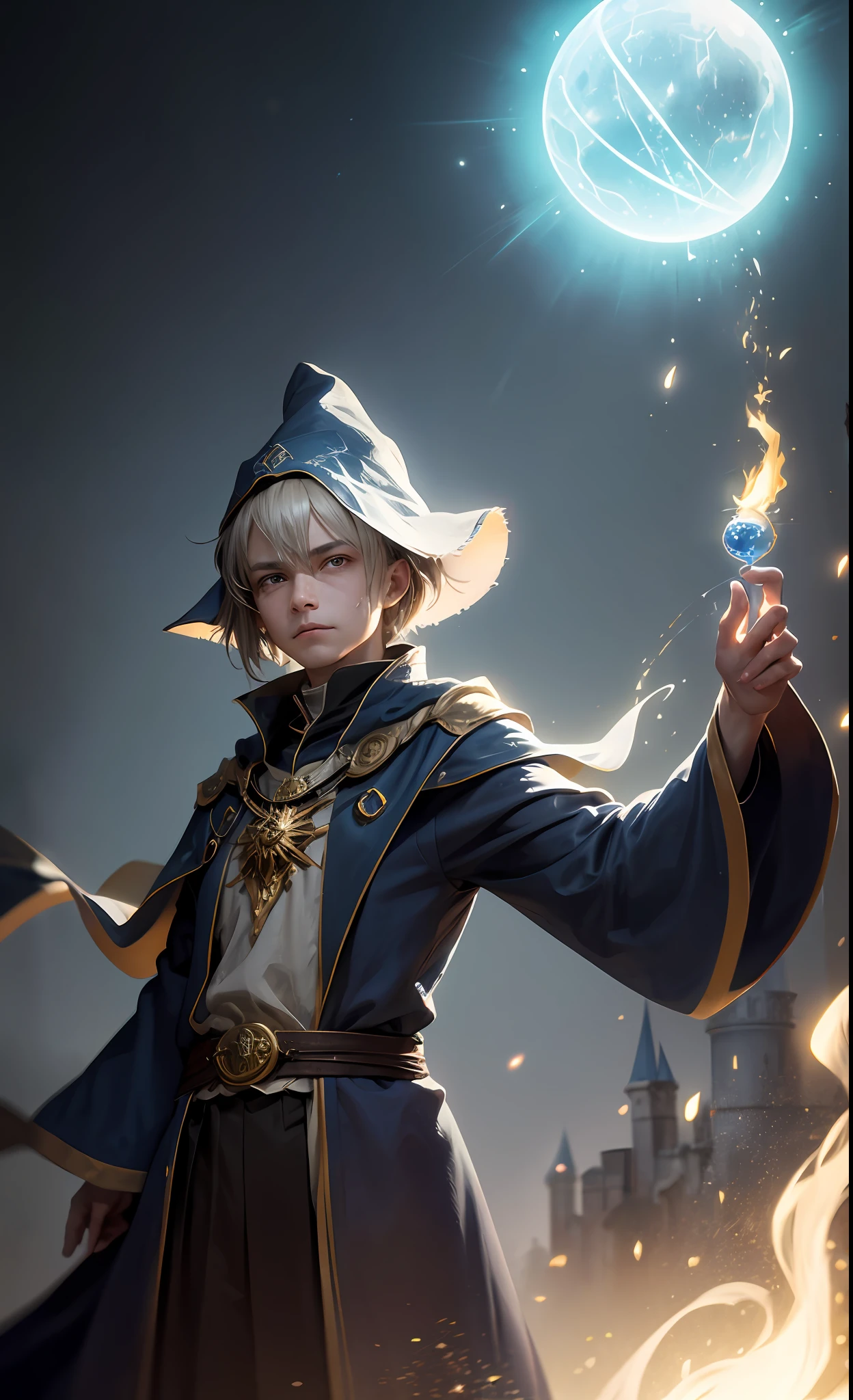 Lifelike、a masterpiece of、beste-Qualit、(((Old Wise Wizard)))、Mixing Potion Moody Lighting、Glow、Glow、Mysterious、Mystical、Magical、Magical、Rim Lighting