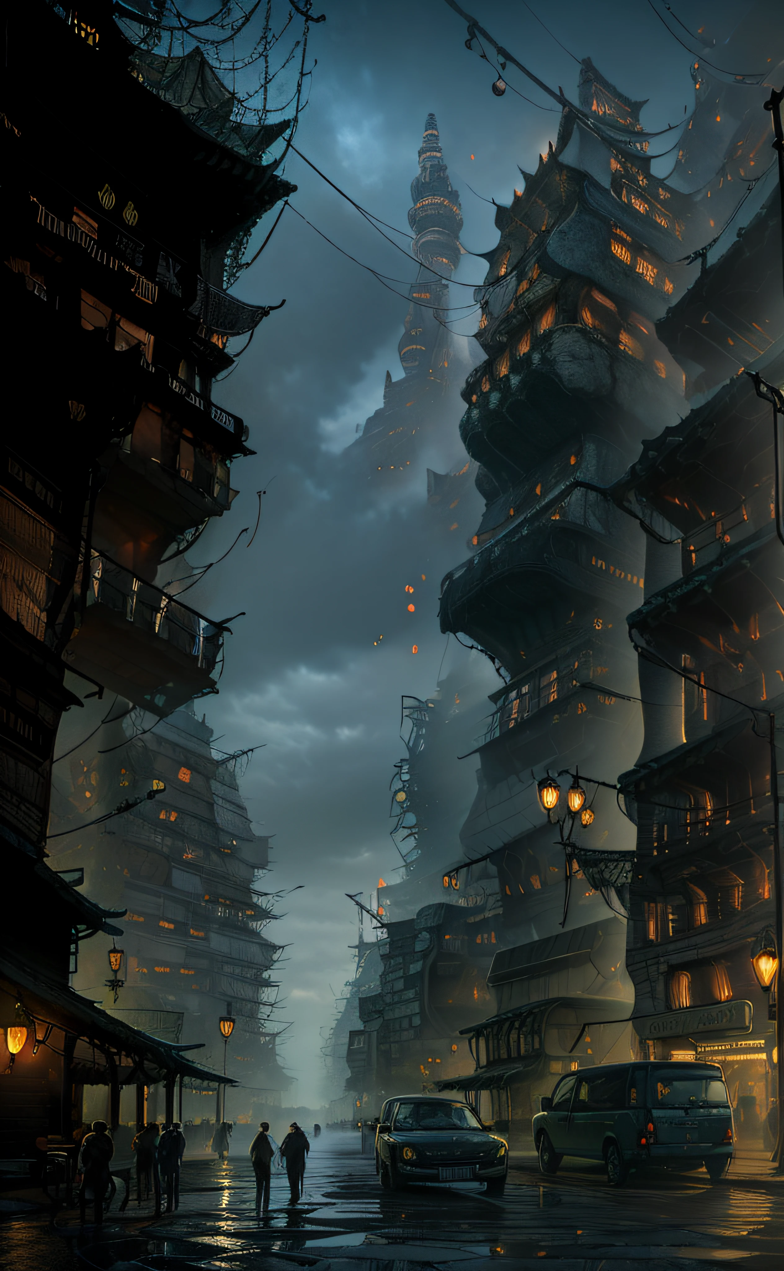 Urban design of Sidmead、chaos、Complex and high-definition、bladerunner、Ridley Scott's visual expression、Futuristic cities、nightscape