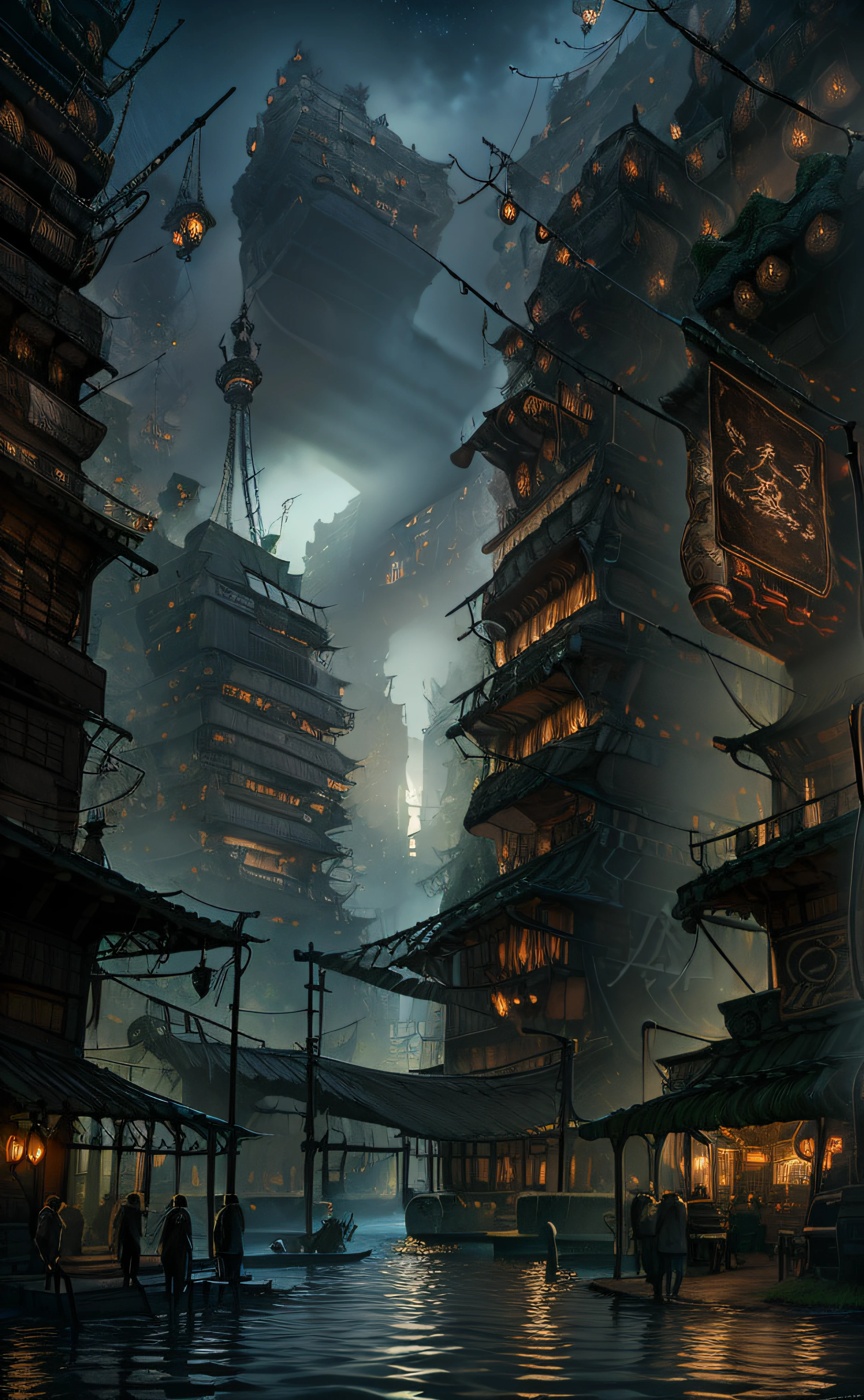 Urban design of Sidmead、chaos、Complex and high-definition、bladerunner、Ridley Scott's visual expression、Futuristic cities、nightscape
