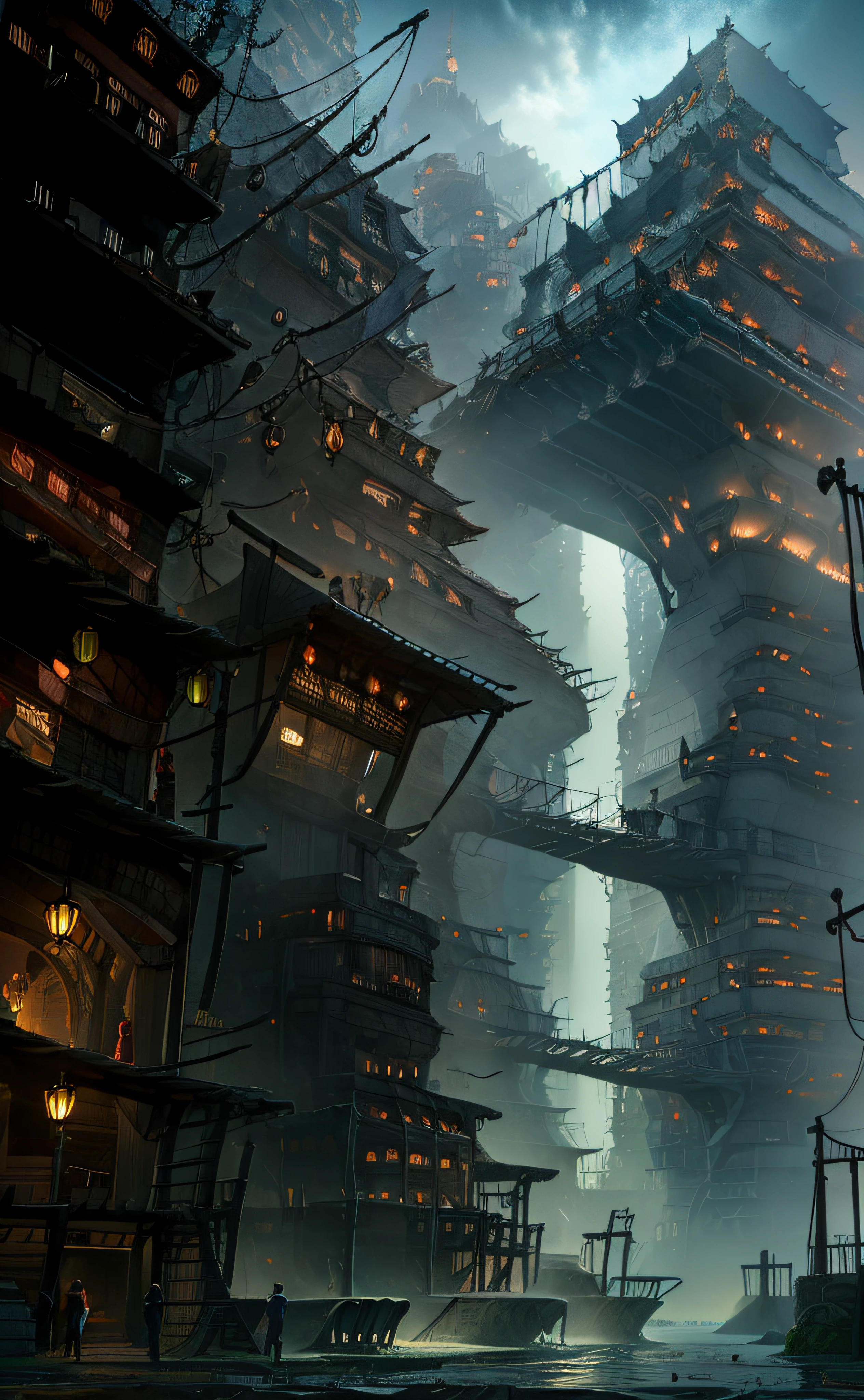 Urban design of Sidmead、chaos、Complex and high-definition、bladerunner、Ridley Scott's visual expression、Futuristic cities、nightscape