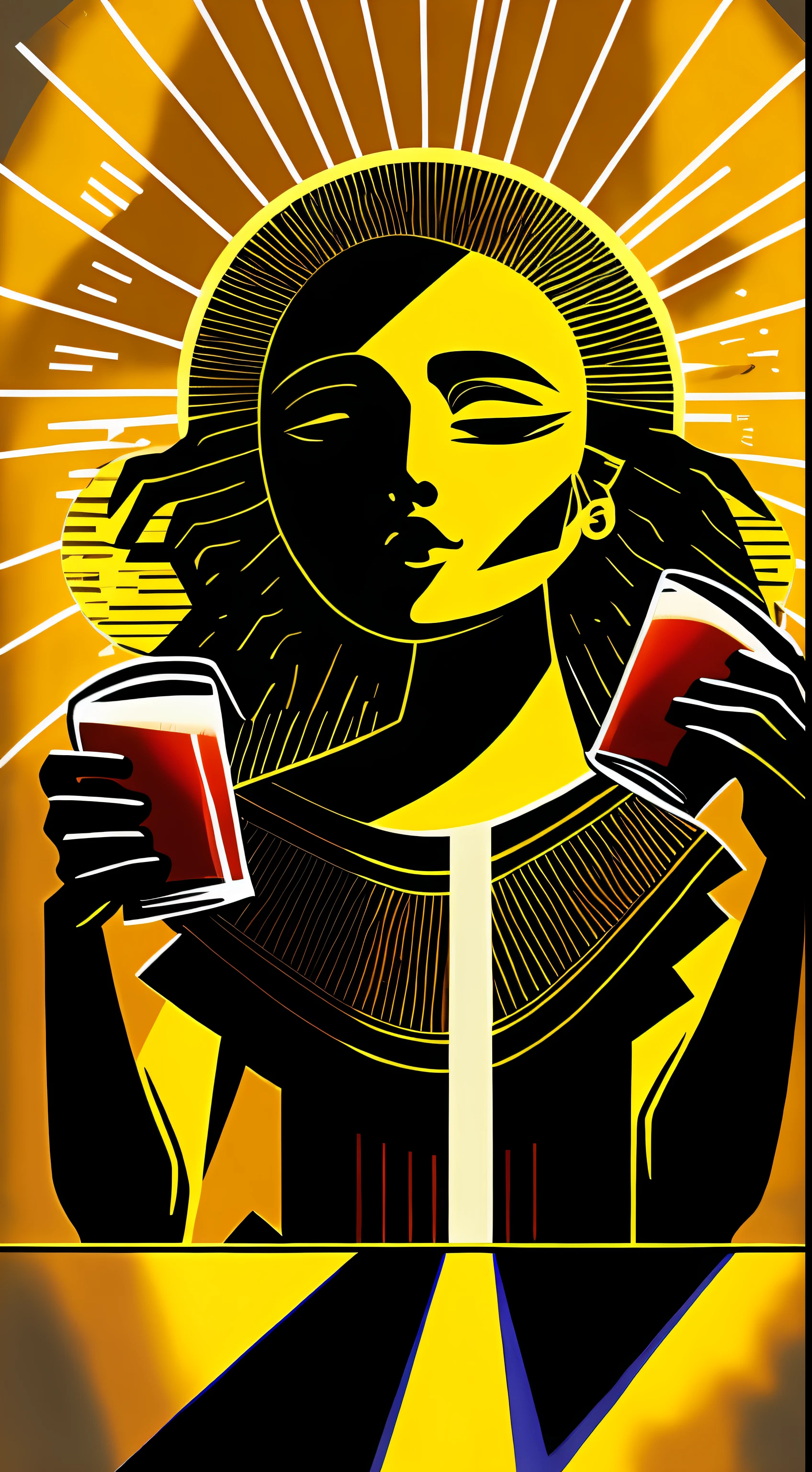 （a masterpiece of，4K，hyper detailled，OriginalPhoto：1.2），illstration，
（beer mug：1），（the number of persons：0），
（simplebackground，Bronzed and black background：1.4），
（symetry：1.2），
（art-deco：1.4），
（retro-futuristic：1.4），
（Maximalism：1.4），
（Cleanliness：1.4），
（Flat_color：1.4），
（sun beam：1.4），
CCDDA art style