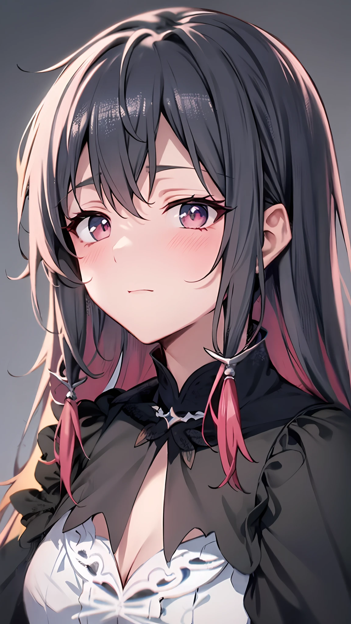 Close up portrait of woman in dress in white and black dress、Gothic Otome anime girl、anime girl wearing a black dress、Cute anime waifu in a nice dress、Anime girl in maid costume、Elegant Gothic princess、guweiz、Gwaits at Pixiv Art Station、Gwaitz at Art Station pixiv、Beautiful anime girl、