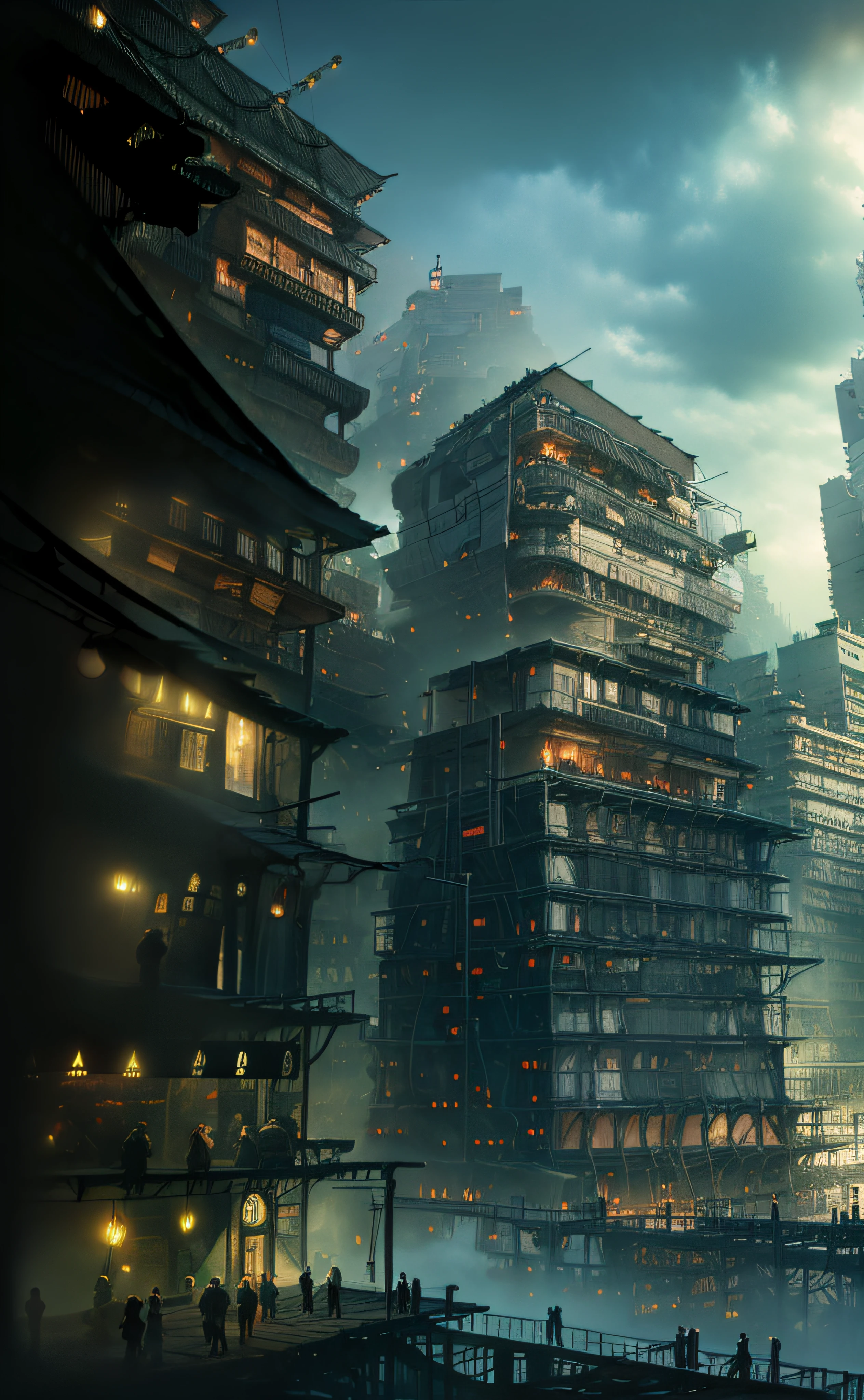 Urban design of Sidmead、chaos、Complex and high-definition、bladerunner、Ridley Scott's visual expression、Futuristic cities、evening