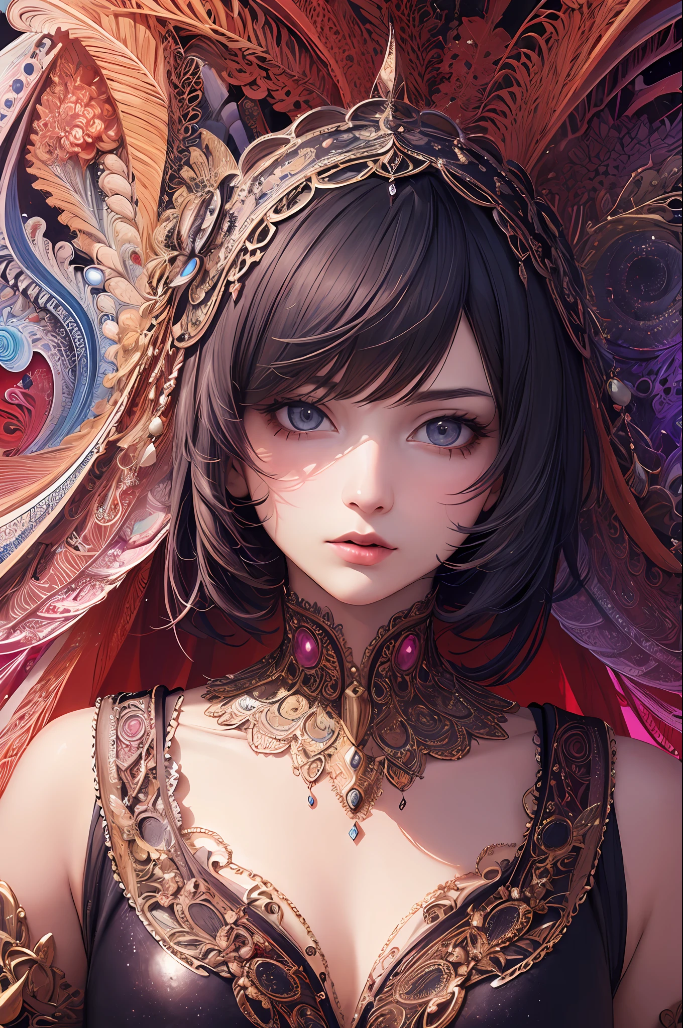 (masterpiece, top quality, best quality, official art, beautiful and aesthetic:1.2), (1girl), extreme detailed,(fractal art:1.3),colorful,highest detailed