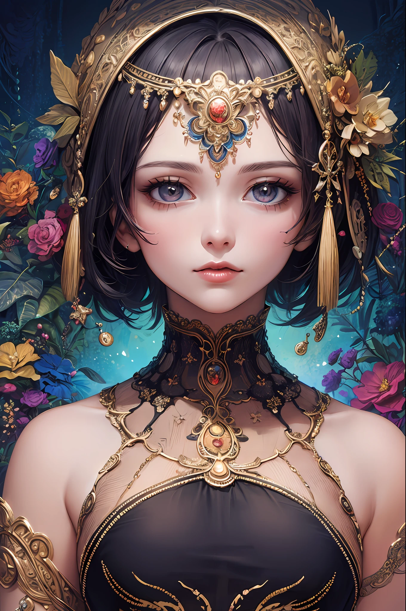 (masterpiece, top quality, best quality, official art, beautiful and aesthetic:1.2), (1girl), extreme detailed,(fractal art:1.3),colorful,highest detailed