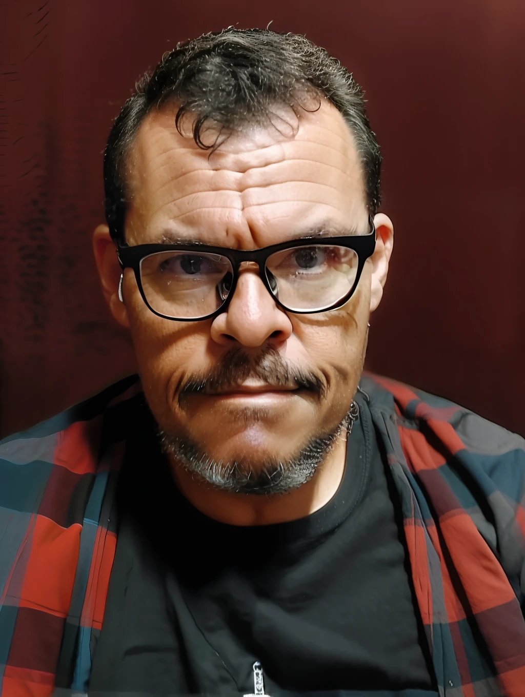 guttonerdvision6, homem de (((eyeglass))), Beard and plaid shirt looking at the camera, retrato headshot do personagem, cinematic headshot portrait, homem de meia-idade, Foto retrato realista, realistic studio portrait, um retrato de Josh Brolin, homem de cabelos grisalhos escuros, Close Up foto retrato, Directed by: Ben Zoeller, Homem na casa dos 40 anos, retrato fotografia realista, Retrato headshot