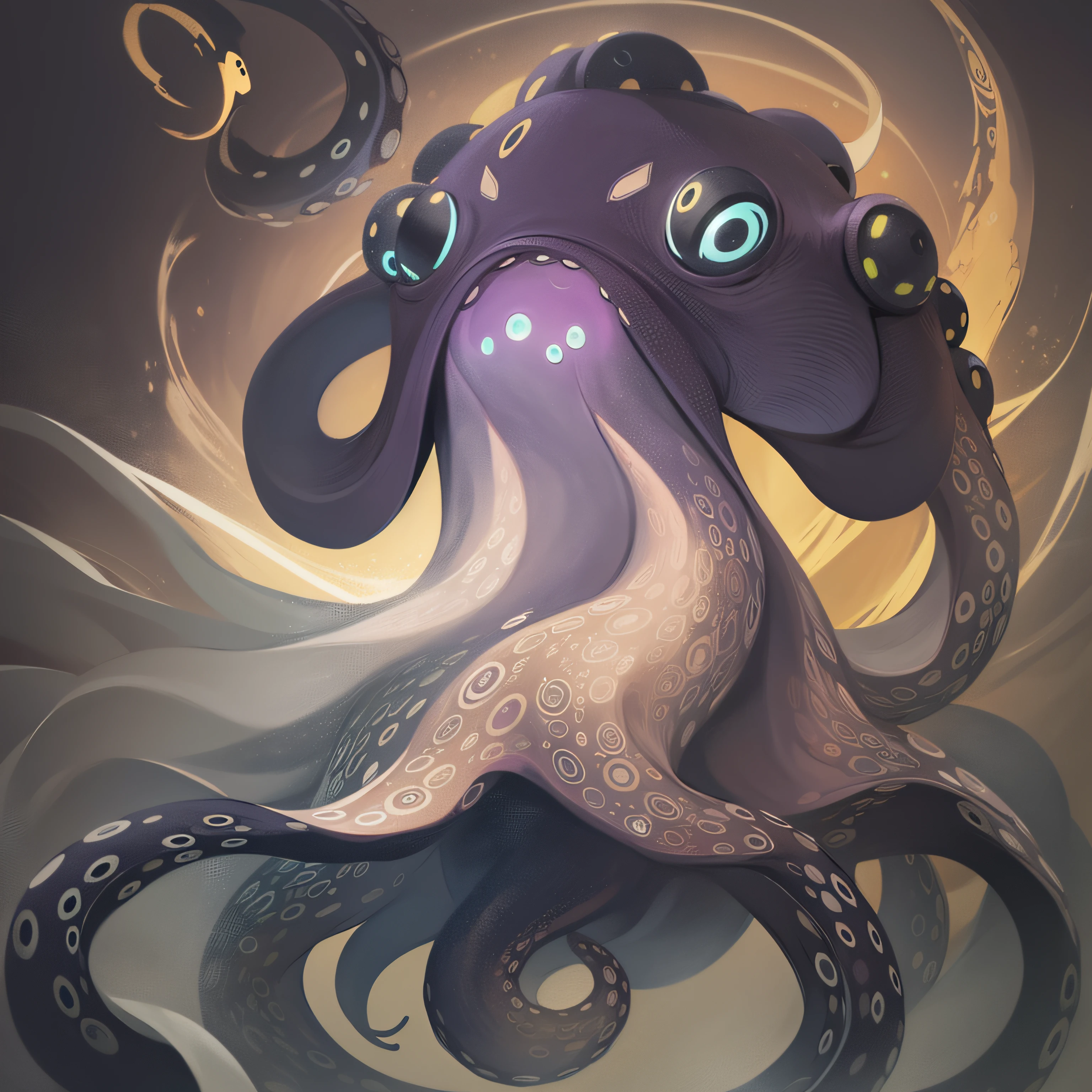 an octopus，Vivid colors of，water elemental，Simple design，vectorial art，dk,the detail --auto