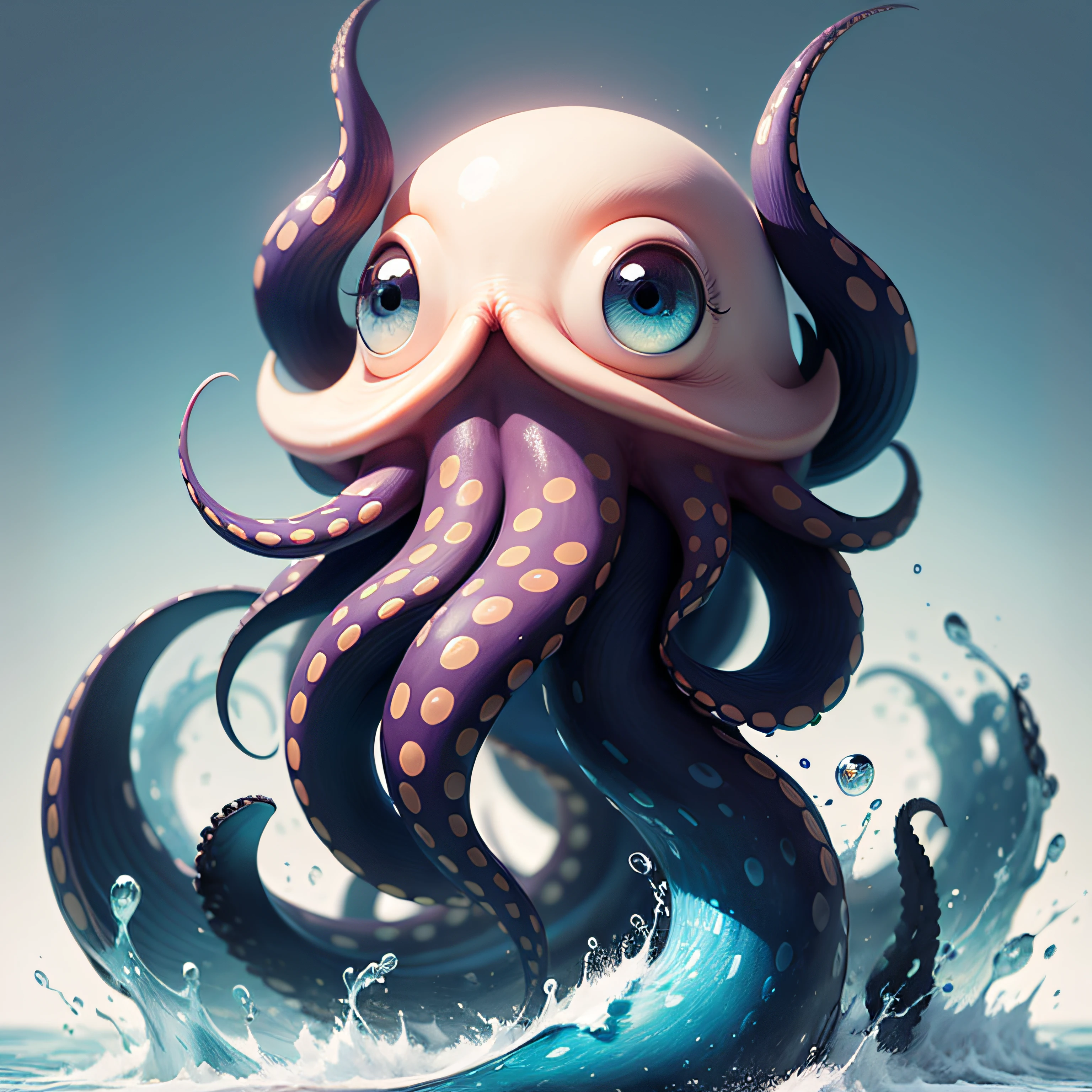an octopus,Vivid colors of,water elemental,Simple design,vectorial art,dk,the detail --auto