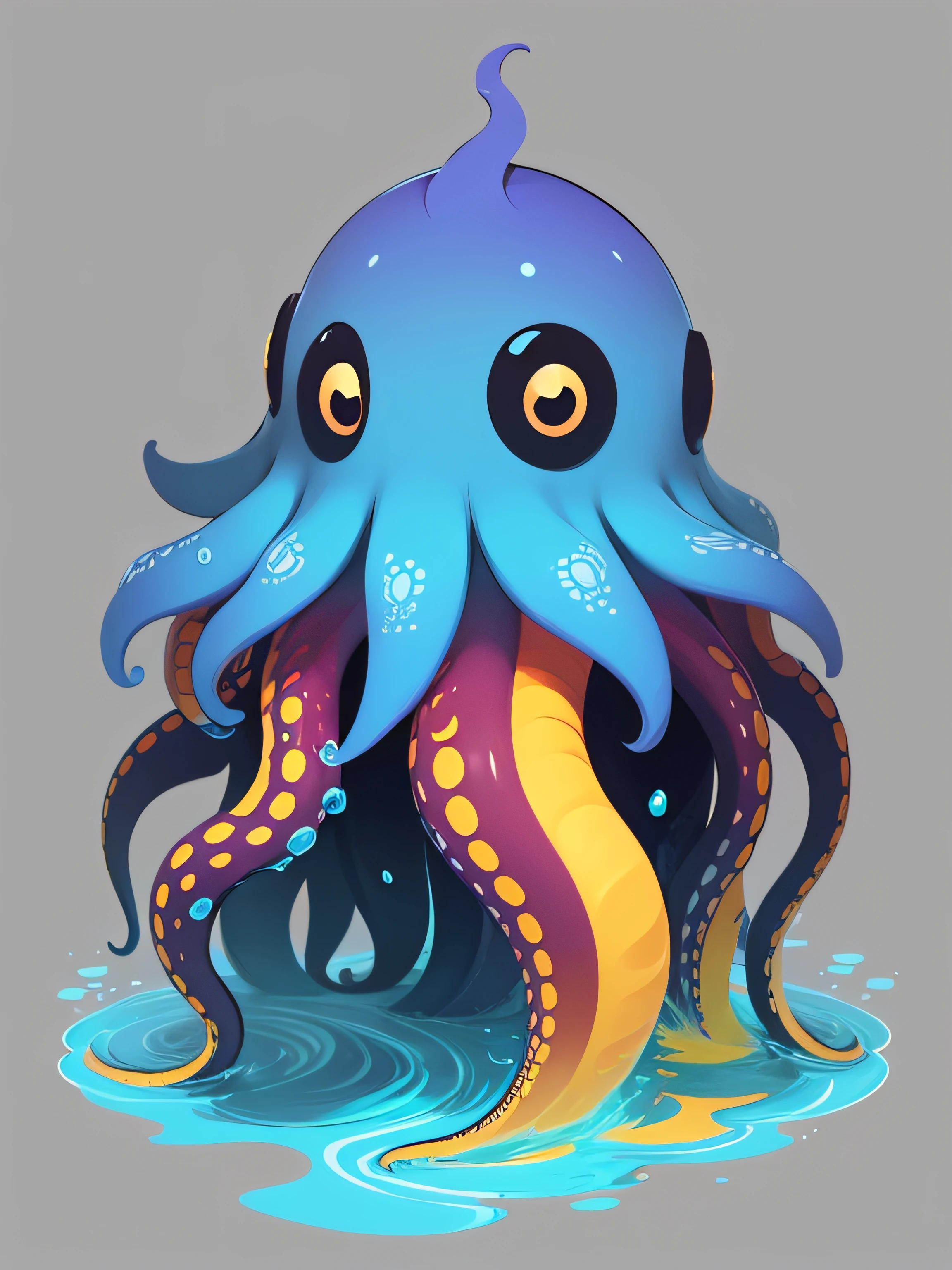 an octopus,Vivid colors of,water elemental,Simple design,vectorial art,dk,the detail --auto