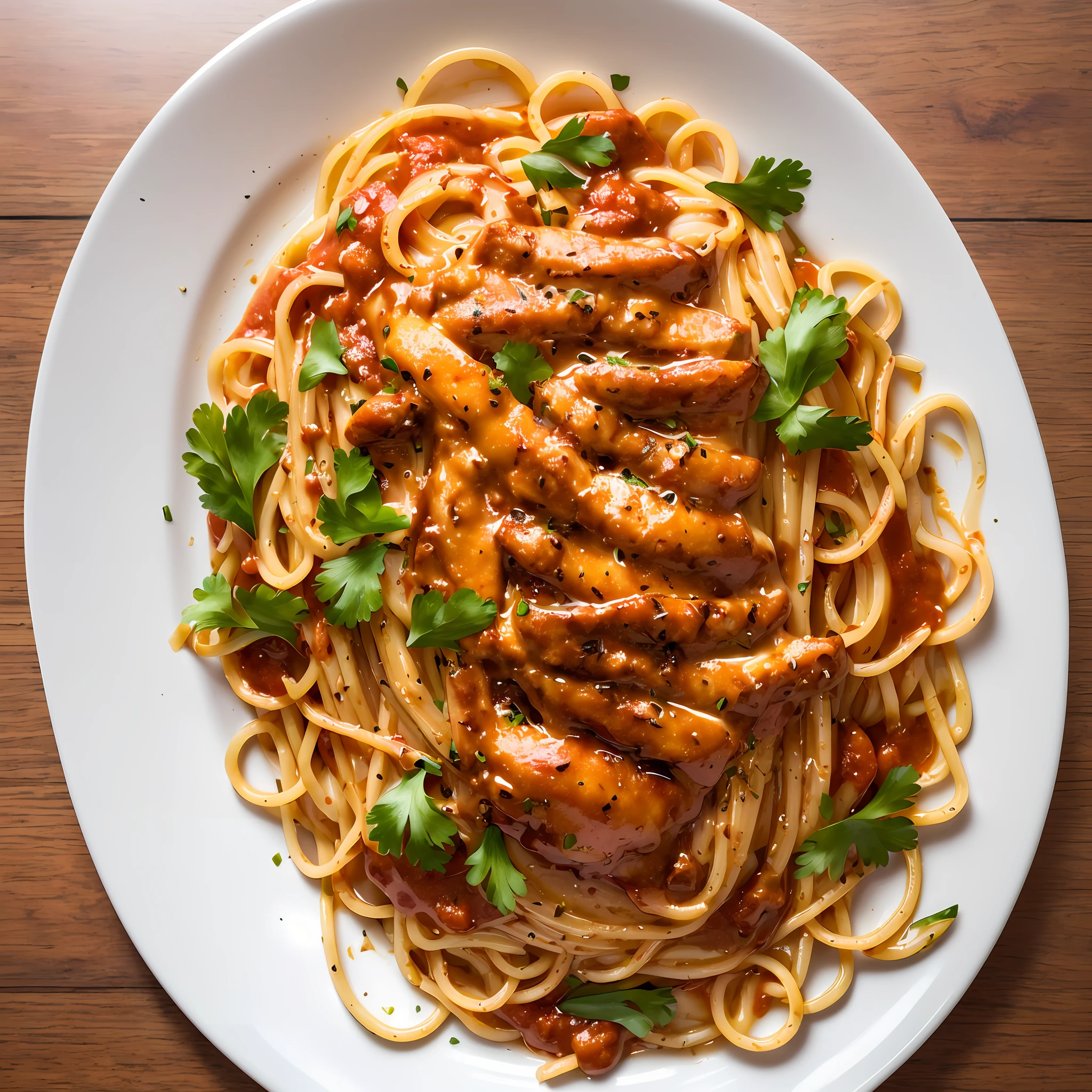 a closeup of a pasta with red sauce on a plate,juicy noodles, high quality food photography, noodles, easy, (ultra realistic, realistic and coherent, mixed art, professional food photography, ready to eat, an ultra realistic, looks realistic, a hyper realistic, very very realistic, incredibly realistic, noodles, 4k food commercial, very realistic