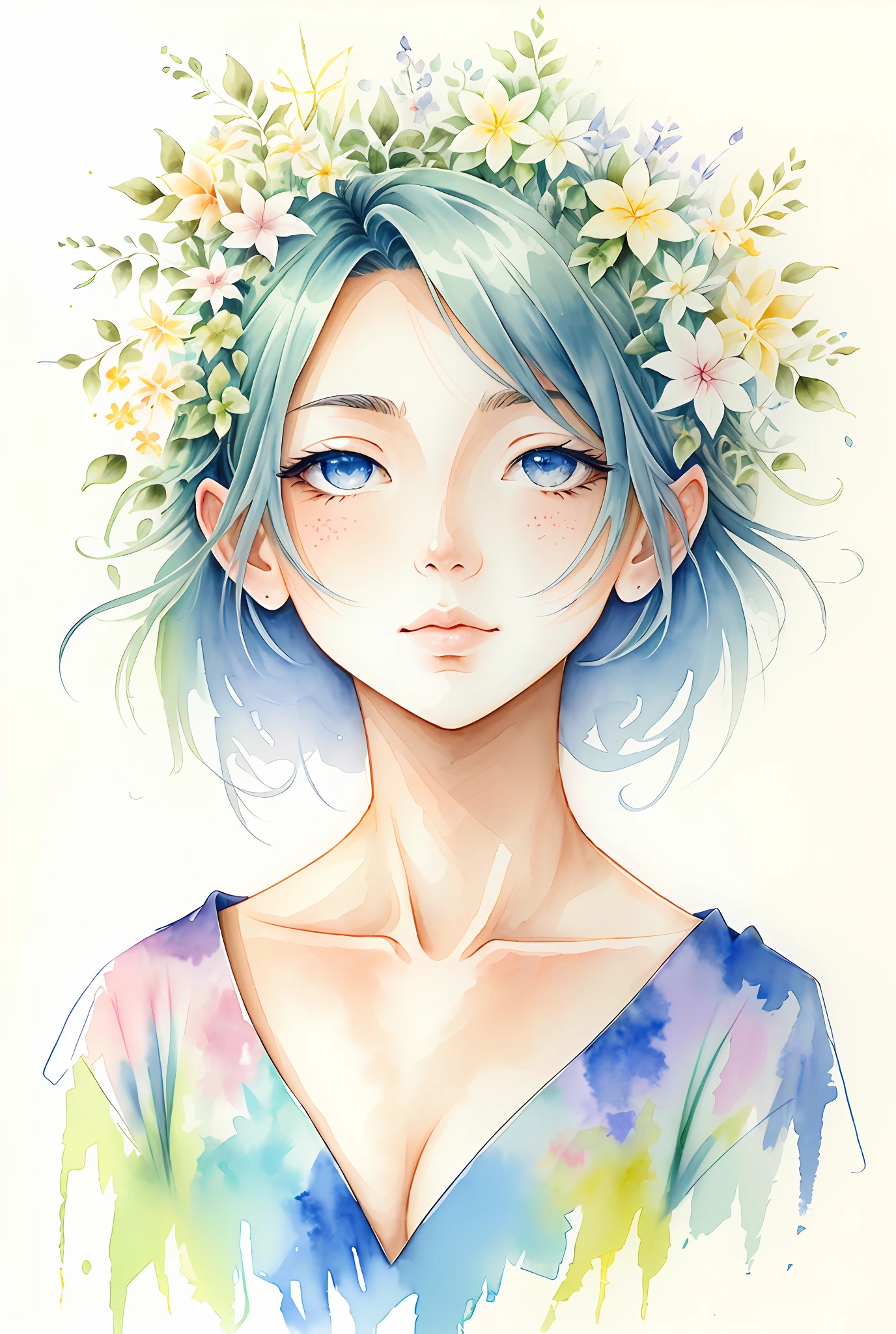 ( acuarela \(medio\), dibujo, IrisCompiet:1.2),pintura, hermoso campo de flores.