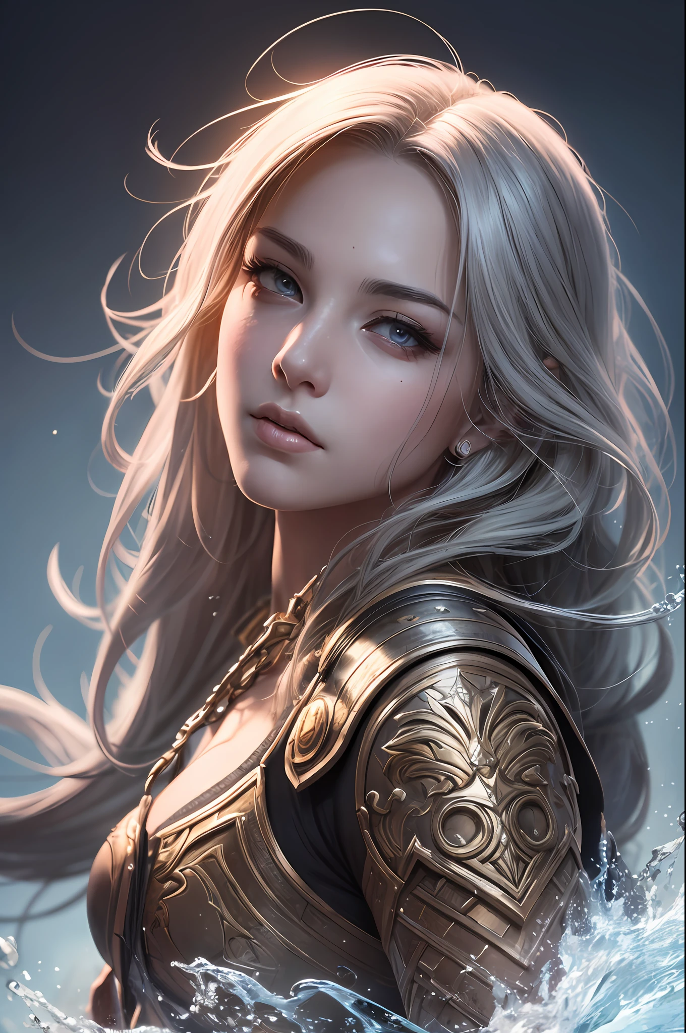 Hyperrealistic, splash art, concept art, mid shot, intricately detailed, color depth, dramatic, 2/3 face angle, side light, serene background --auto --s2