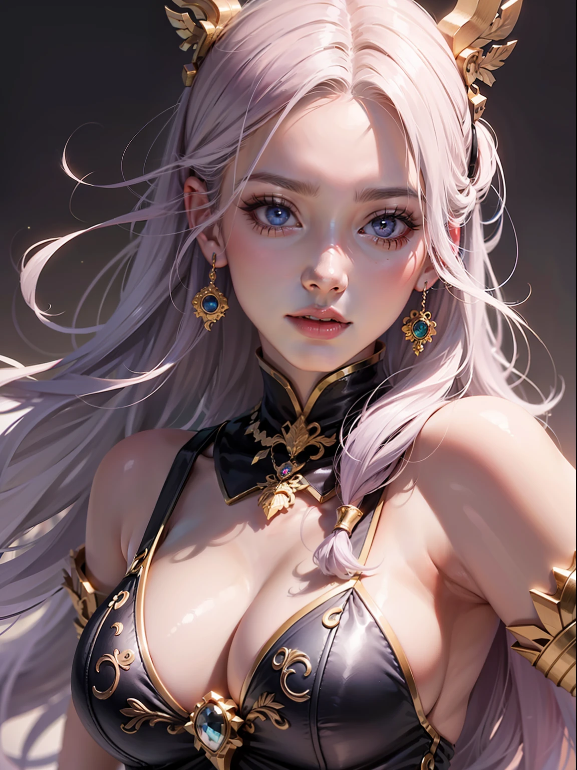 woman, 25 years old, lilac hair, beautiful face, goddess body, by artgerm