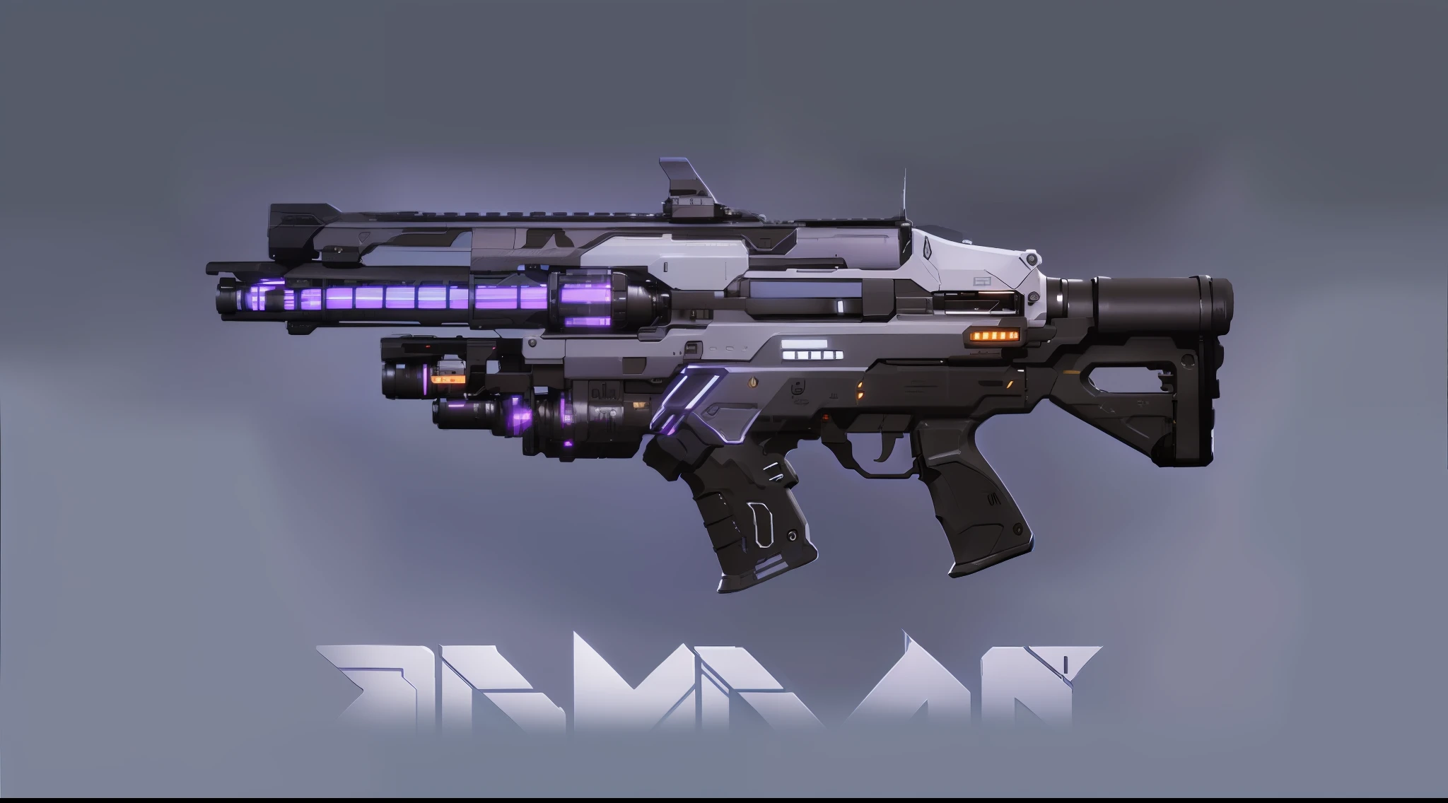 A gun,(巨作, Top quality, Best quality, offcial art, Beautiful and aesthetic:1.2),(8K, Best quality, 巨作:1.2), CGgameguniconcsw, (No Man:1.5), arma, greybackground, Simple background, arma, Vehicle focus, logo, radio antenna, Science fiction,purple colour gradient