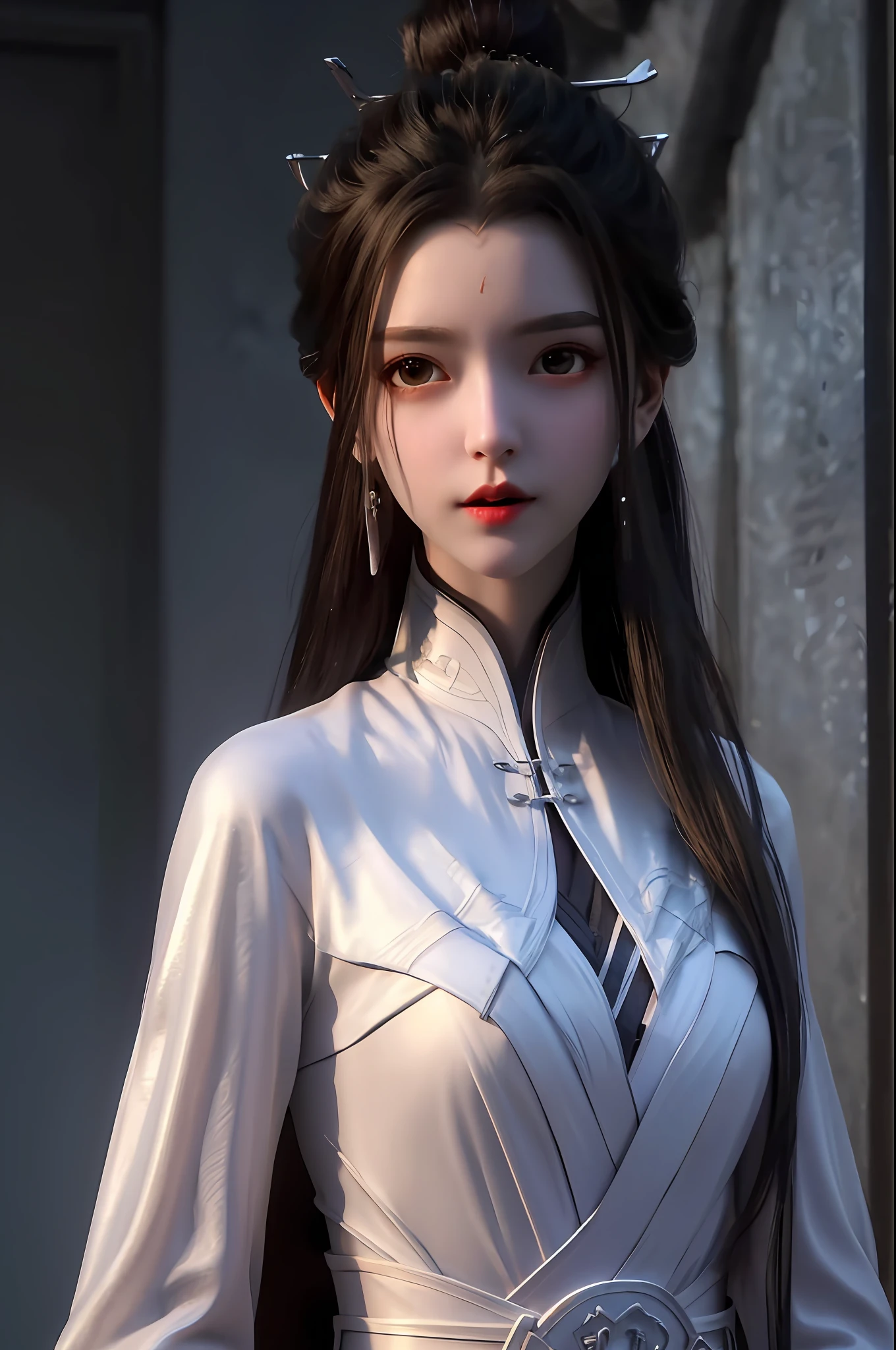 best quality,highres, high resolution, 4k,professional lighting, front lighting,physically-based rendering,masterpiece, (upper body), a girl, luxueqi, solo, looking at viewer,
