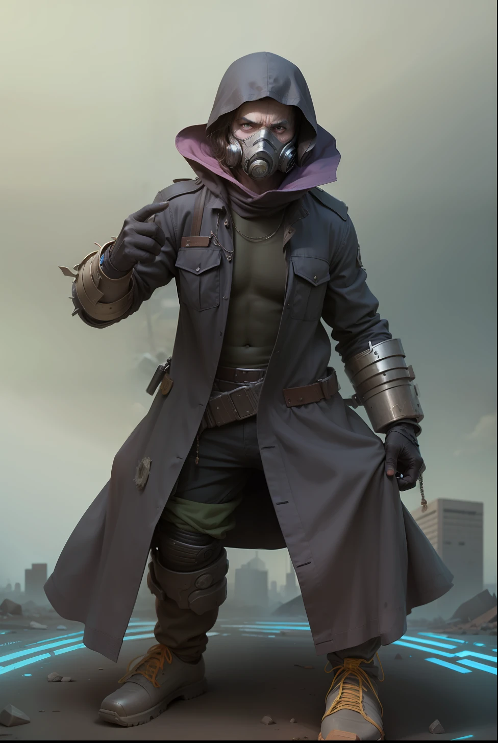 post apocalypse nuclear man character, dark fantasy, 80's, realistic, ultra realistic --auto