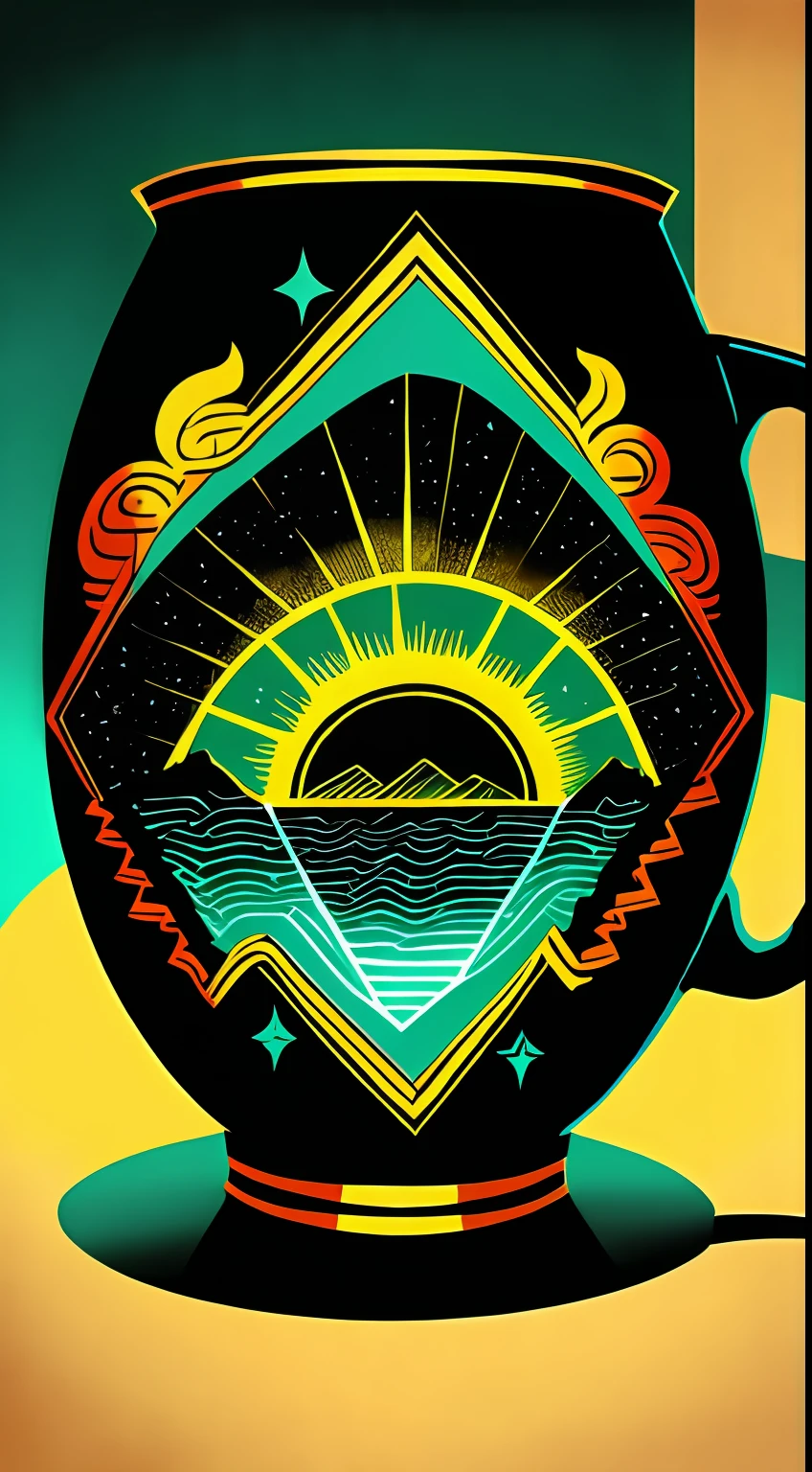 （​masterpiece，4K，ultra detali，OriginalPhoto：1.2），illustratio，
（beer mug：1.4），（No characters），
（simplebackground，Fluorescent teal and black background：1.4），
（symetry：1.2），
（art-deco：1.4），
（retro-futuristic：1.4），
（Maximalism：1.4），
（Cleanliness：1.4），
（Flat_color：1.4），
（sun beam：1），
CCDDA art style