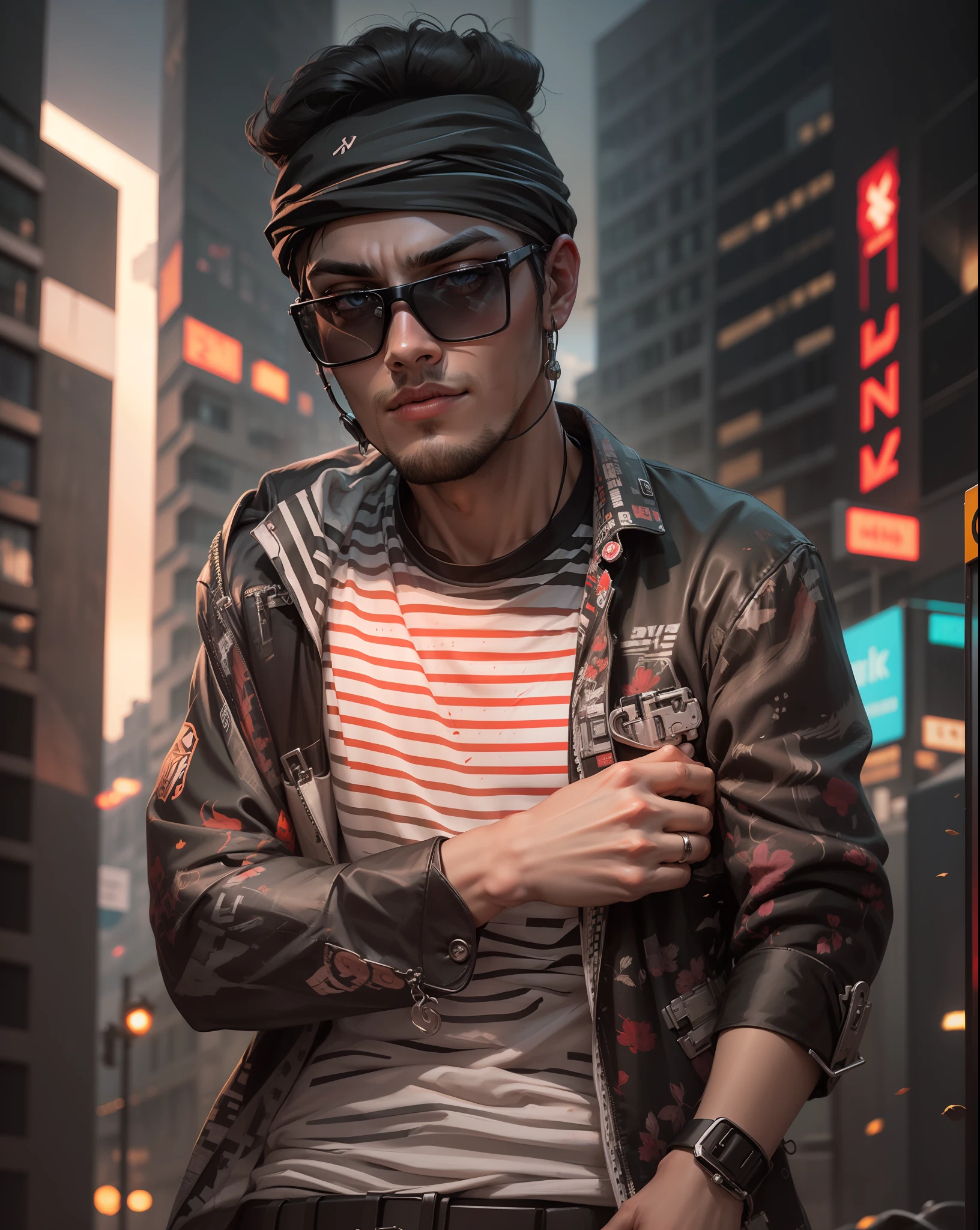 Change background cyberpunk handsome boy realstick face.