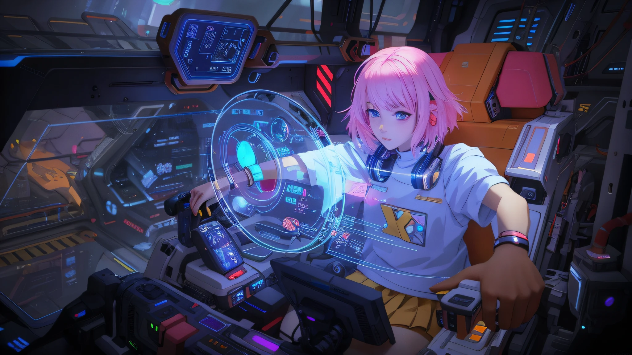 anime girl in a spaceship cockpit with a futuristic interface, digital cyberpunk anime art, digital cyberpunk - anime art, anime cyberpunk art, cyberpunk anime girl mech, cyberpunk anime art, cyberpunk anime girl, female cyberpunk anime girl, cyberpunk art style, anime cyberpunk, anime style 4 k, digital cyberpunk anime!!, modern cyberpunk anime, best anime 4k konachan wallpaper