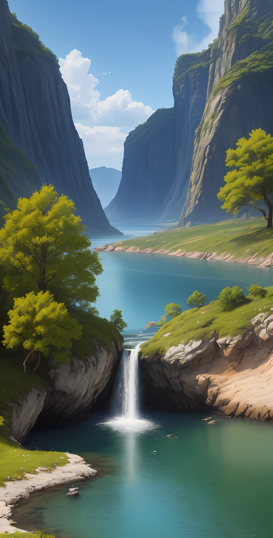 landscape, water, (extremely detailed CG unity 8k wallpaper), most beautiful artwork in the world, professional majestic oil painting, intricate, High Detail, Sharp focus, dramatic, photorealistic painting art