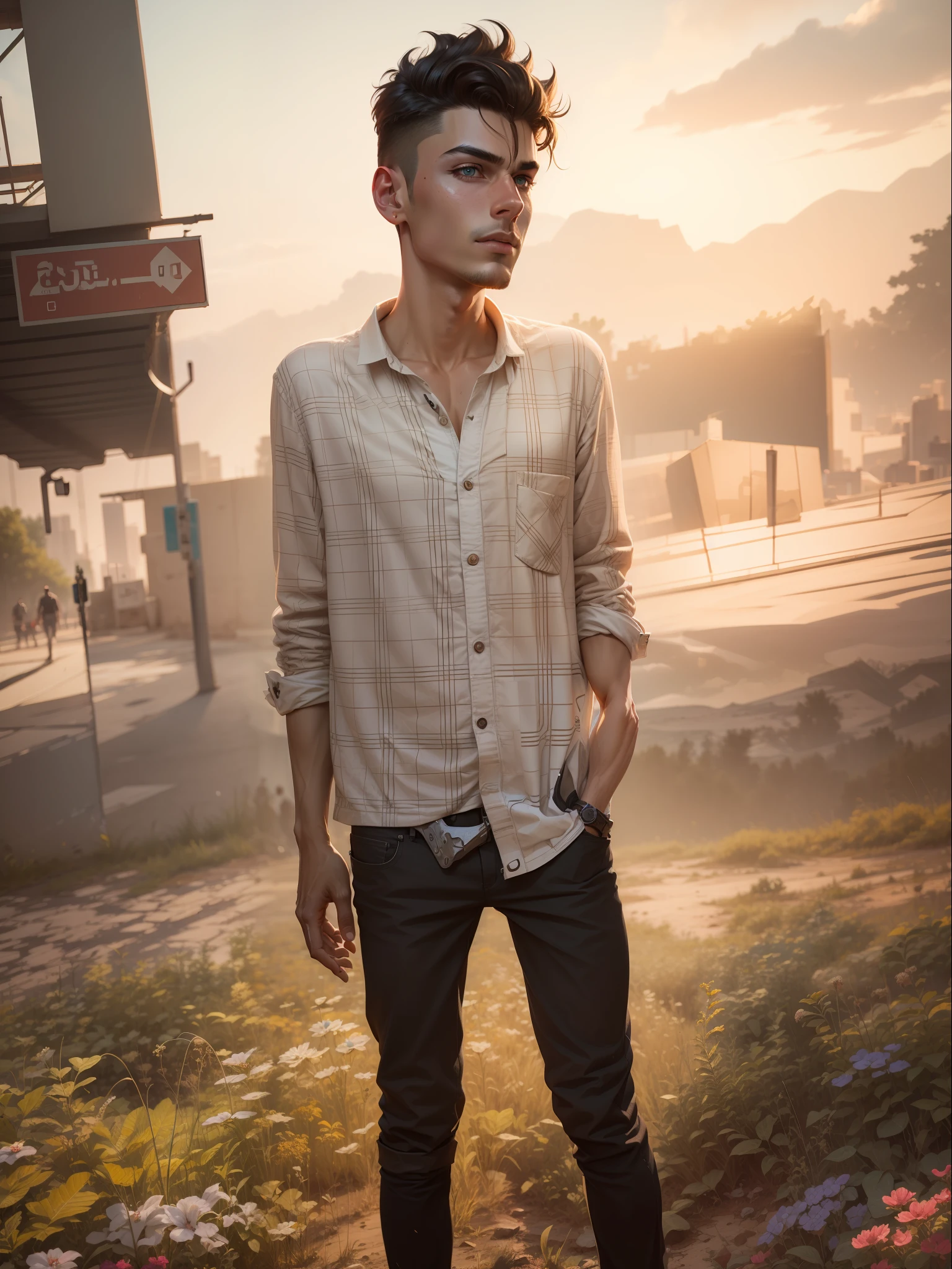 Change background cyberpunk handsome boy, realistic face, 8k, ultra realistic