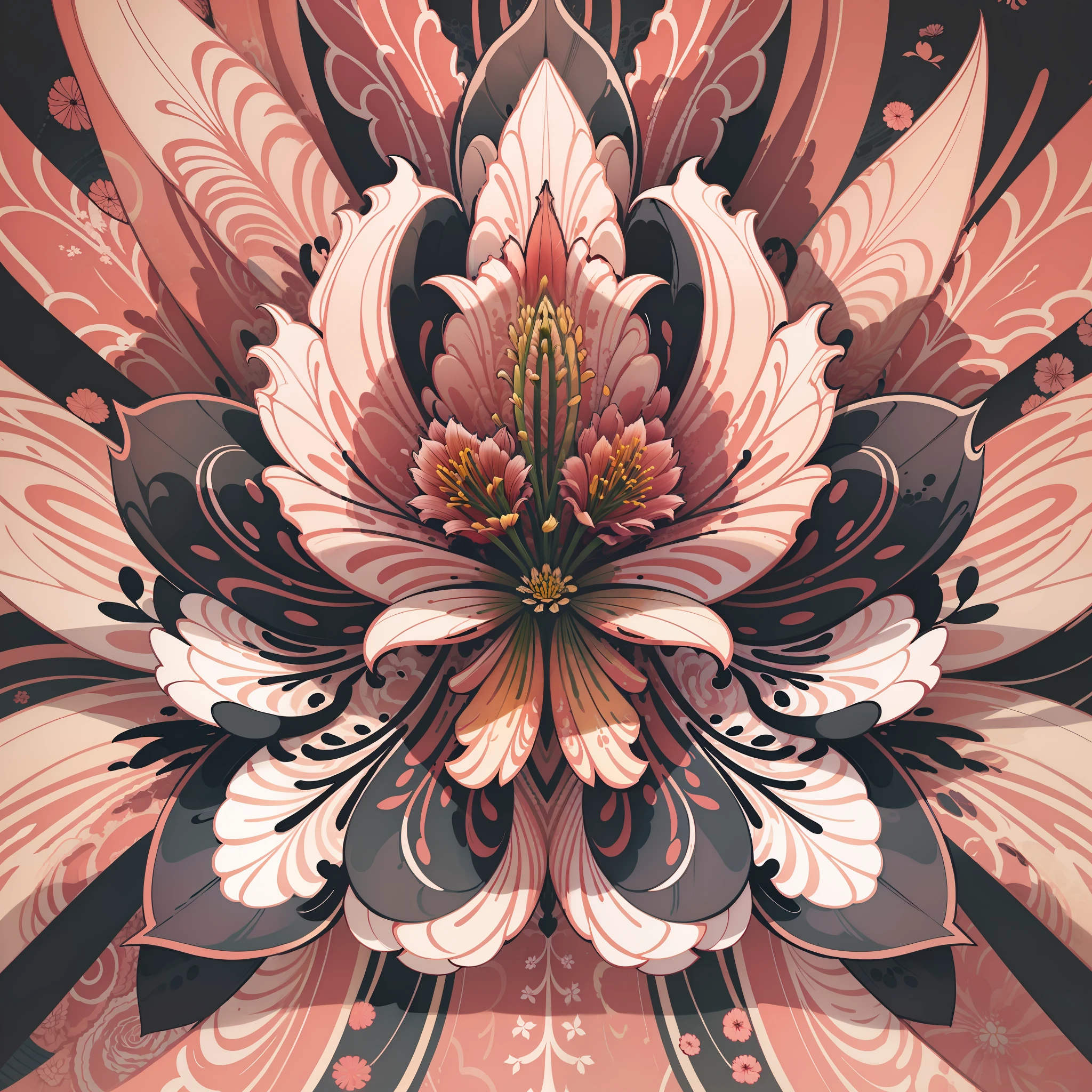 abstract lily flower wallpaper, vector style, splash ink, colorful, intricate