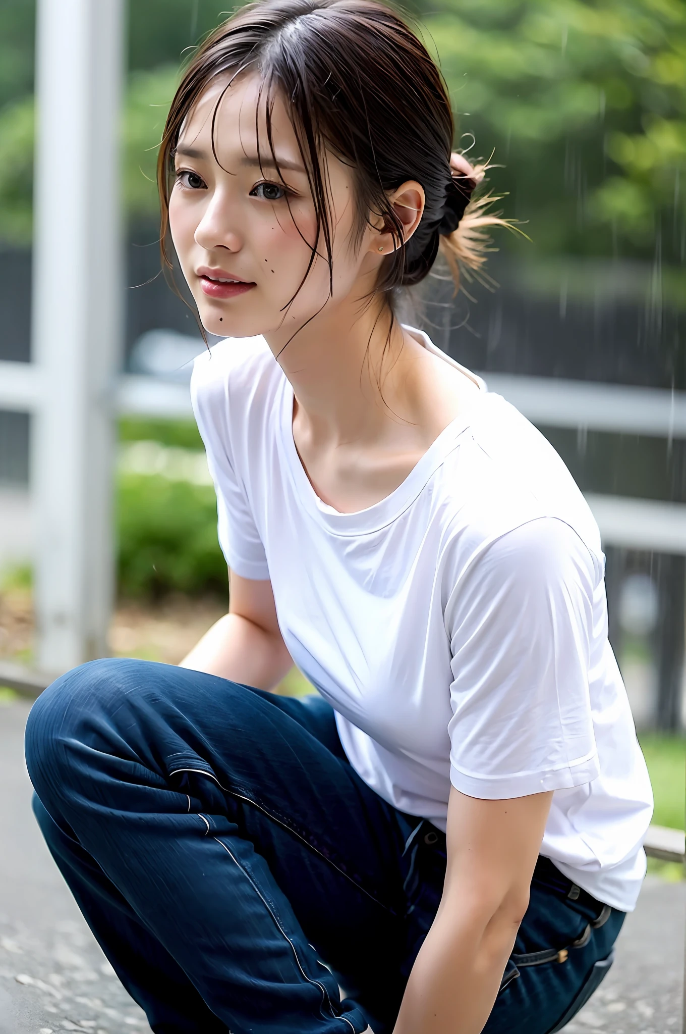 Plain white t-shirt、sodden