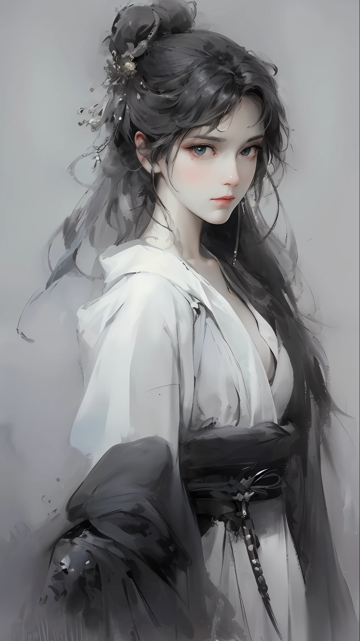 a close up of a woman with white hair and a white mask, beautiful character painting, guweiz, artwork in the style of guweiz, white haired deity, by Yang J, epic exquisite character art, stunning character art, by Fan Qi, by Wuzhun Shifan, guweiz on pixiv artstation