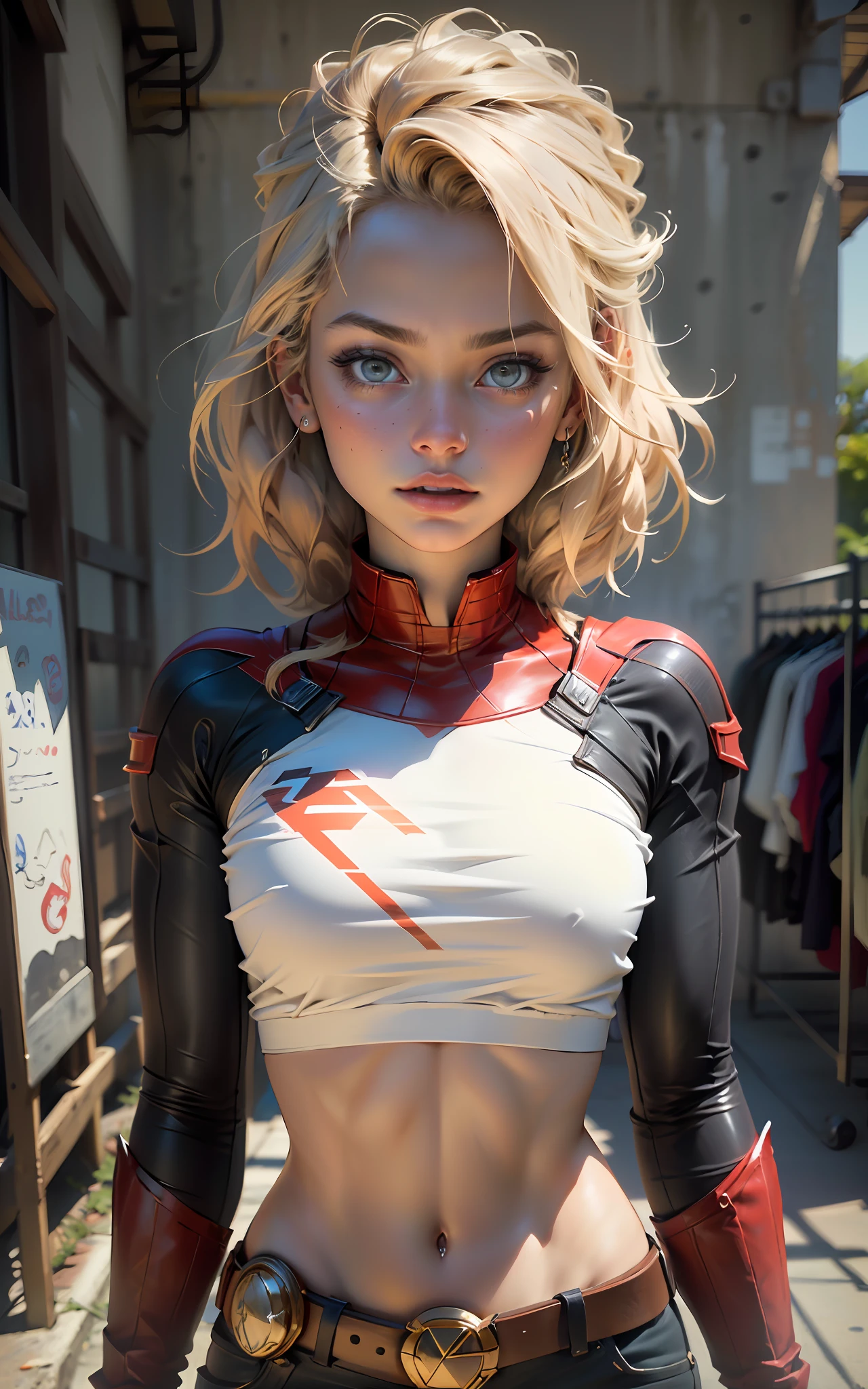 ((High resolution, best quality, absurdres, masterpiece, rosto detalhado, 4k)) Mulher bonita(26 anos de idade), rosto detalhado, cabelo curto, olhos azuis, corpo definido, seios grandes, vestindo cosplay de Supergirl sexy.